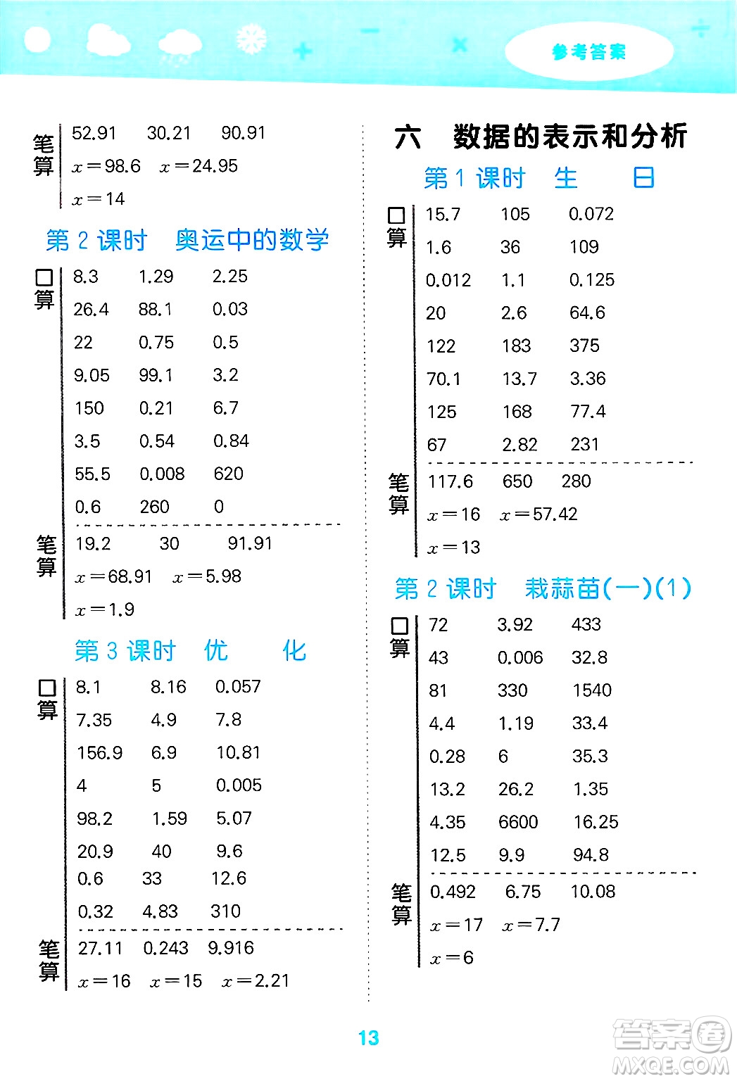 地質(zhì)出版社2025年春小兒郎小學(xué)口算大通關(guān)四年級數(shù)學(xué)下冊北師大版答案