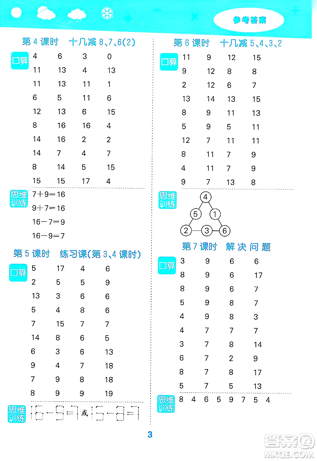 山東教育出版社2025秋小兒郎小學(xué)口算大通關(guān)一年級(jí)數(shù)學(xué)下冊(cè)人教版答案