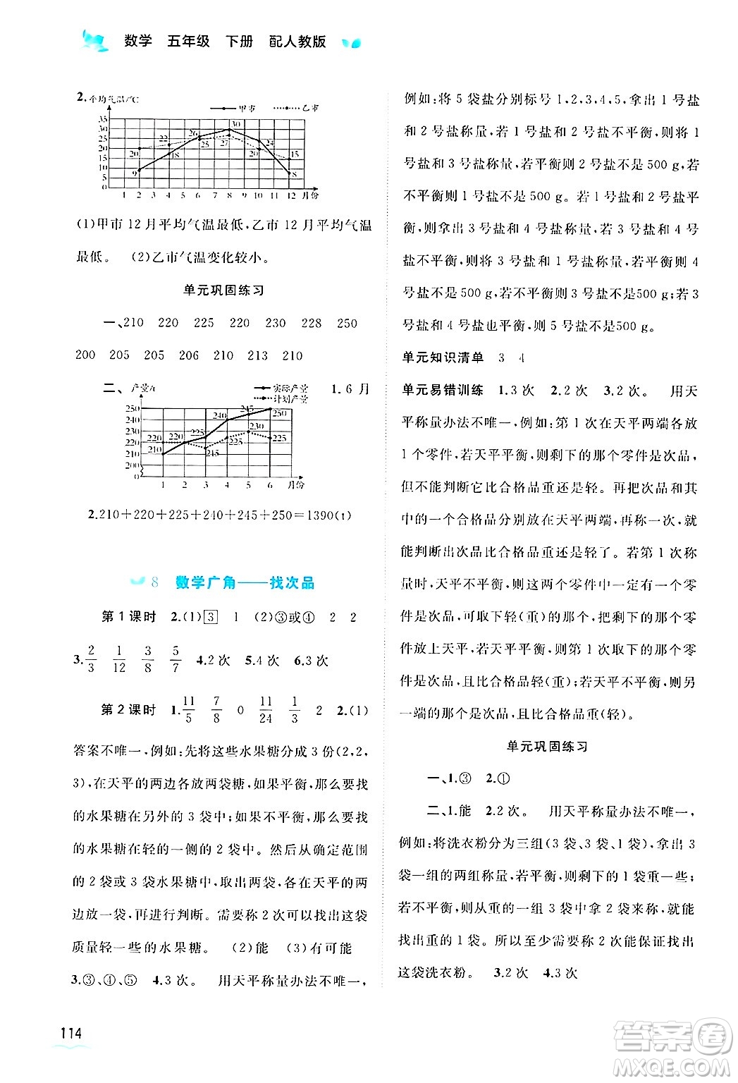 廣西師范大學出版社2025年春新課程學習與測評同步學習五年級數學下冊人教版答案