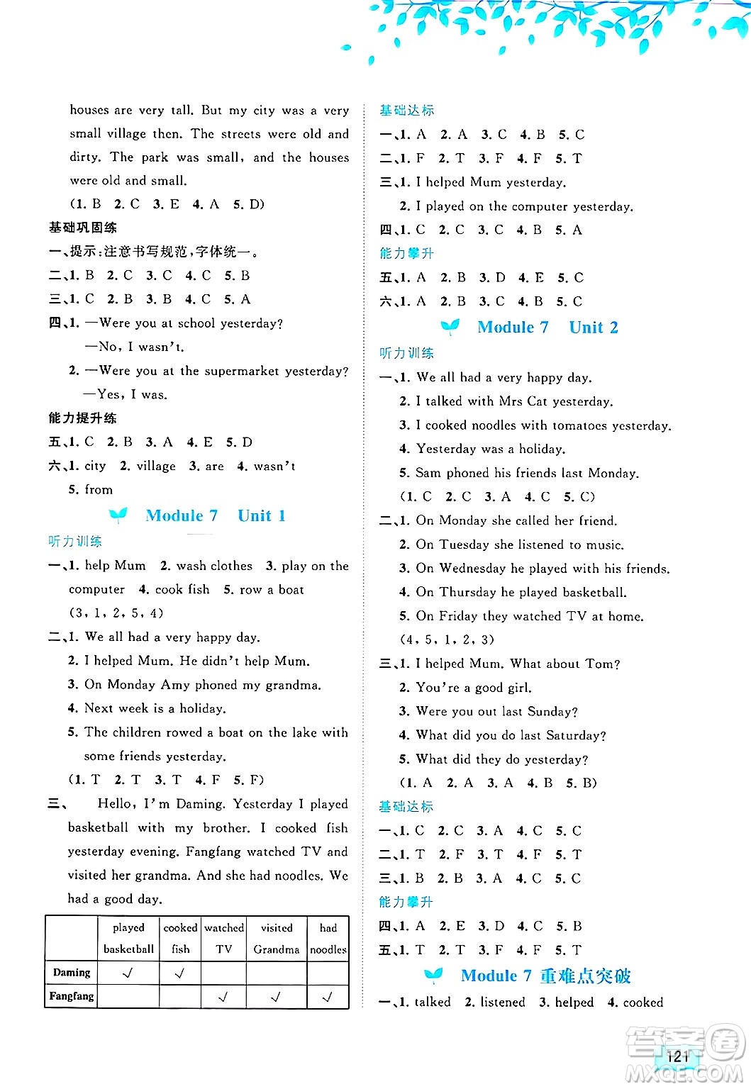 廣西師范大學(xué)出版社2025年春新課程學(xué)習(xí)與測評同步學(xué)習(xí)四年級英語下冊外研版答案