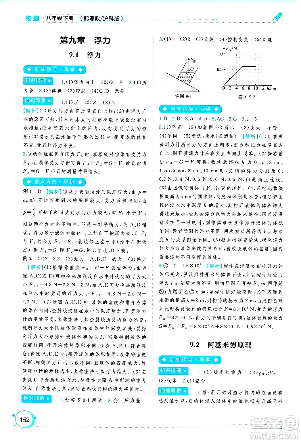 廣西師范大學出版社2025年春新課程學習與測評同步學習八年級物理下冊滬粵版答案