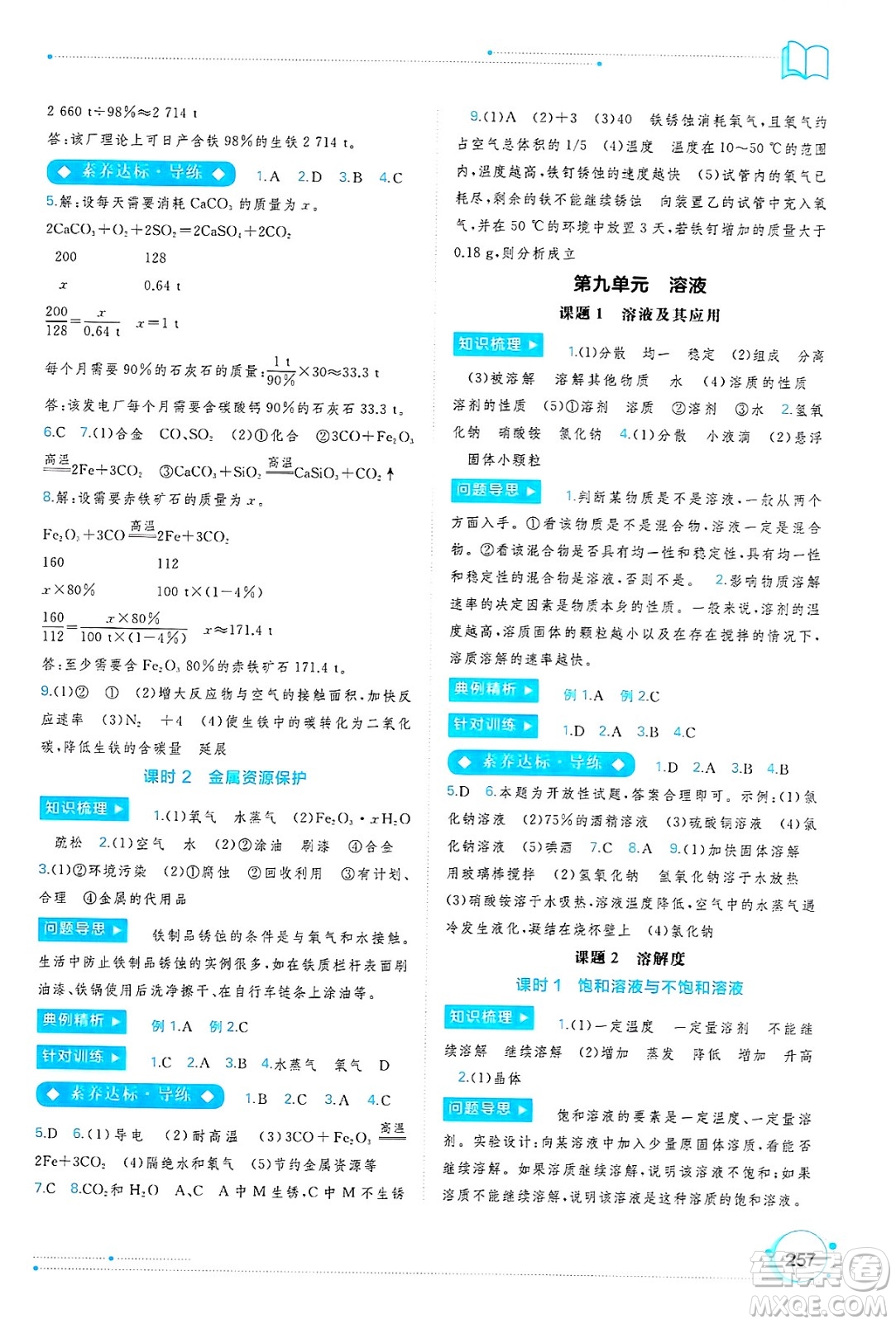 廣西師范大學(xué)出版社2025年春新課程學(xué)習(xí)與測(cè)評(píng)同步學(xué)習(xí)九年級(jí)化學(xué)下冊(cè)人教版答案
