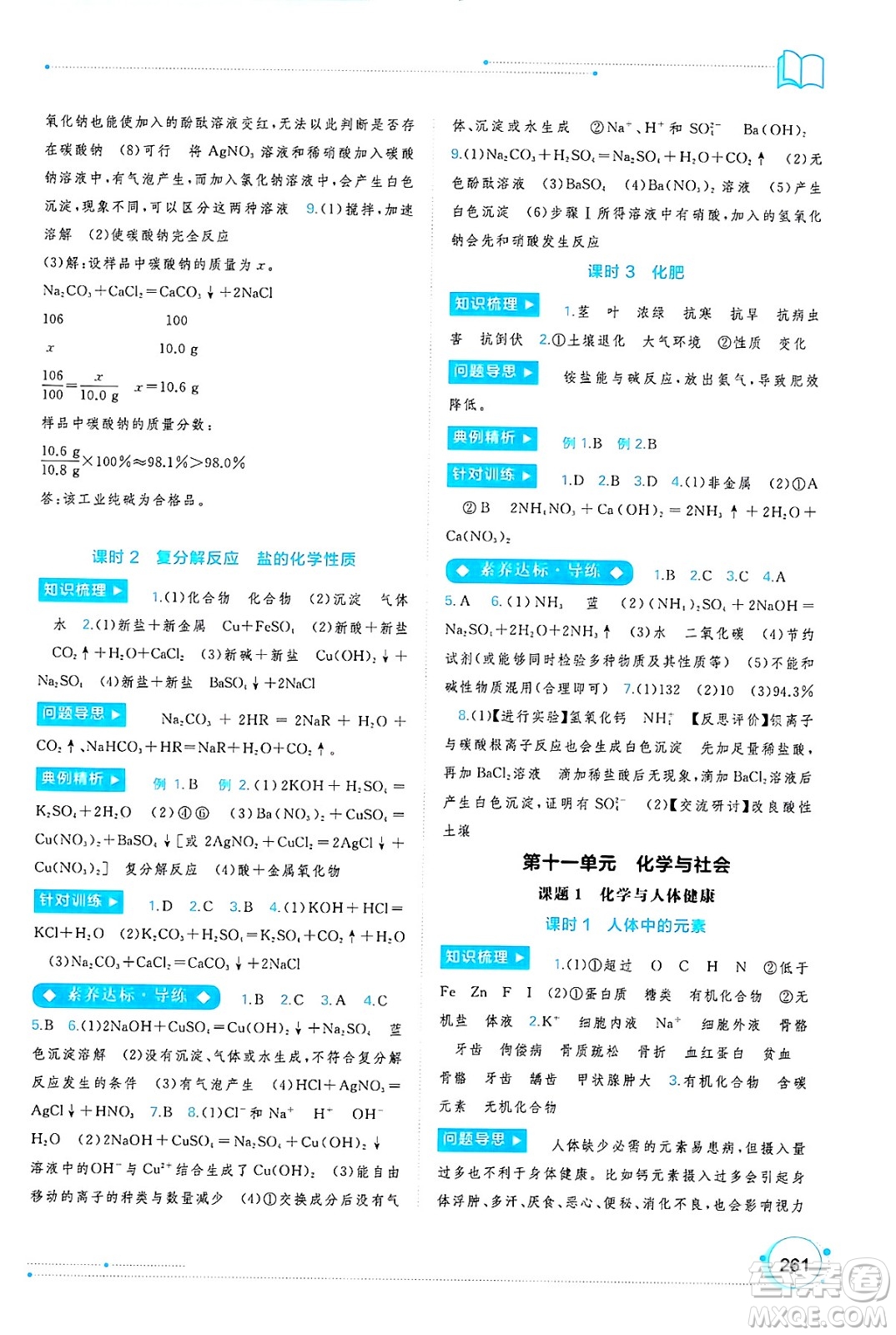 廣西師范大學(xué)出版社2025年春新課程學(xué)習(xí)與測(cè)評(píng)同步學(xué)習(xí)九年級(jí)化學(xué)下冊(cè)人教版答案