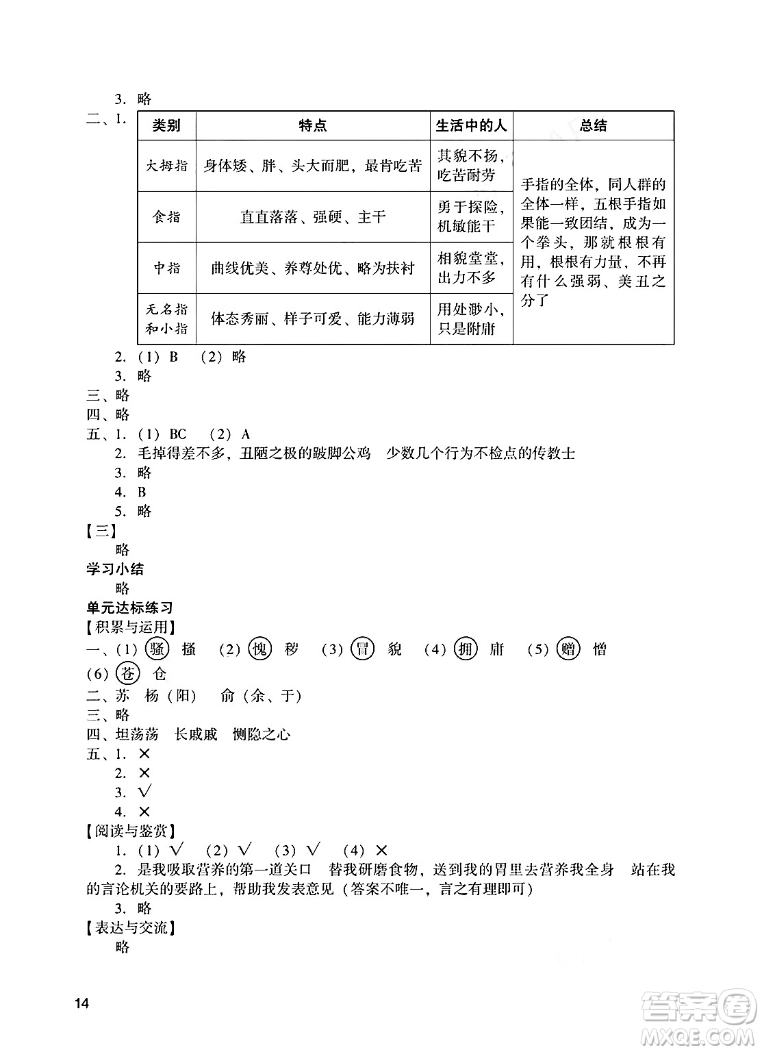 廣州出版社2025年春陽(yáng)光學(xué)業(yè)評(píng)價(jià)五年級(jí)語(yǔ)文下冊(cè)人教版答案