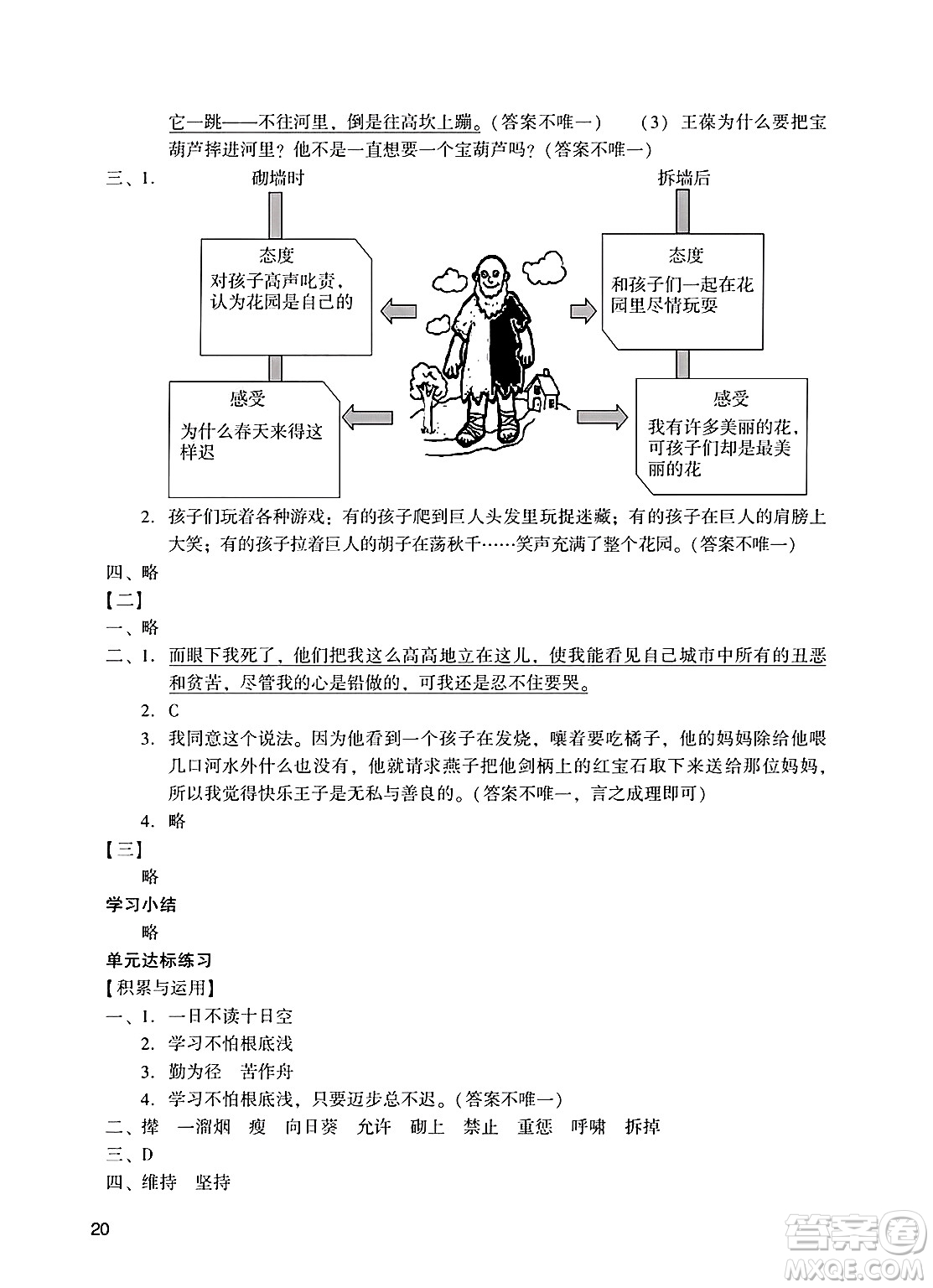 廣州出版社2025年春陽(yáng)光學(xué)業(yè)評(píng)價(jià)四年級(jí)語(yǔ)文下冊(cè)人教版答案