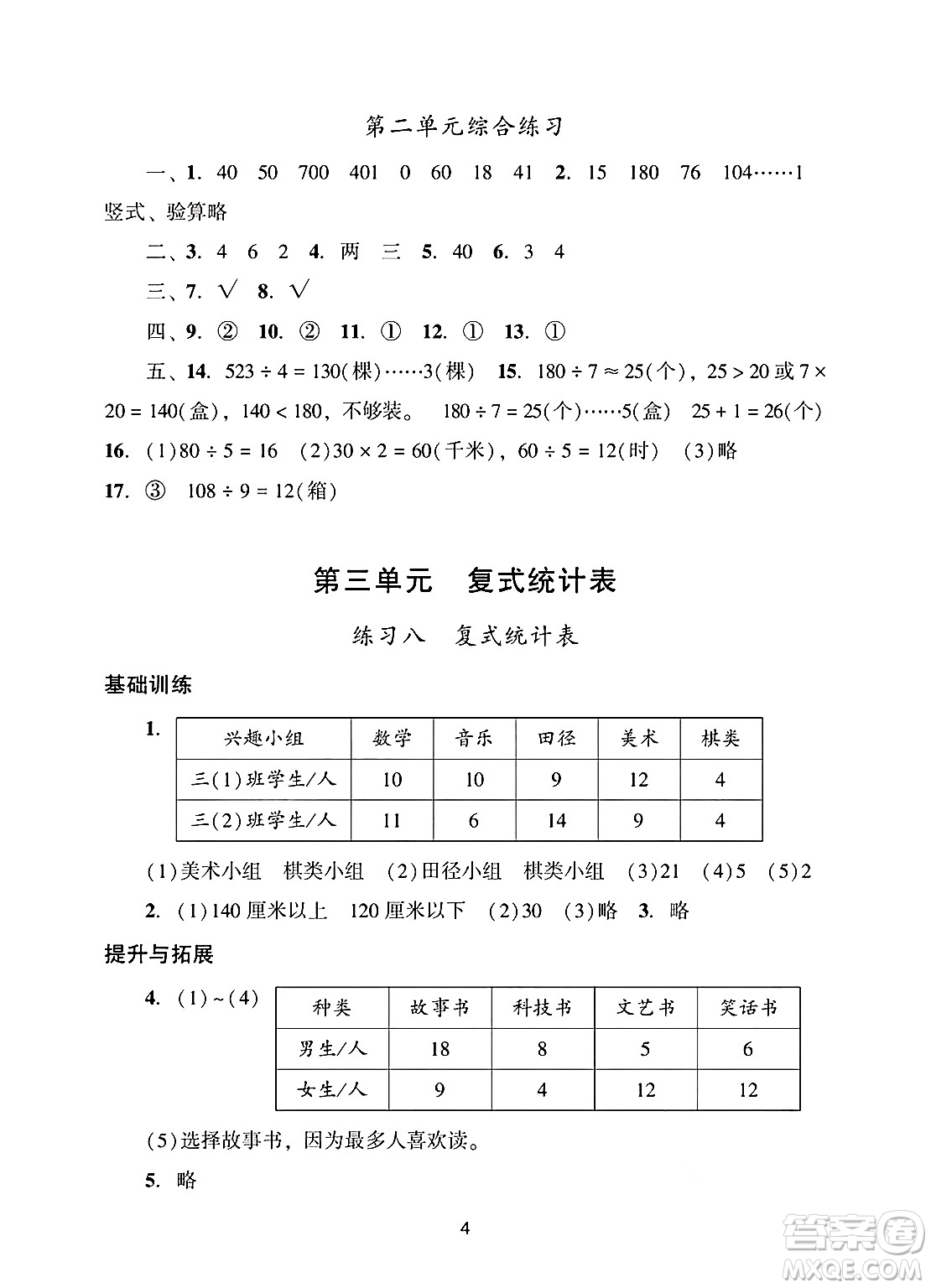 廣州出版社2025年春陽(yáng)光學(xué)業(yè)評(píng)價(jià)三年級(jí)數(shù)學(xué)下冊(cè)人教版答案