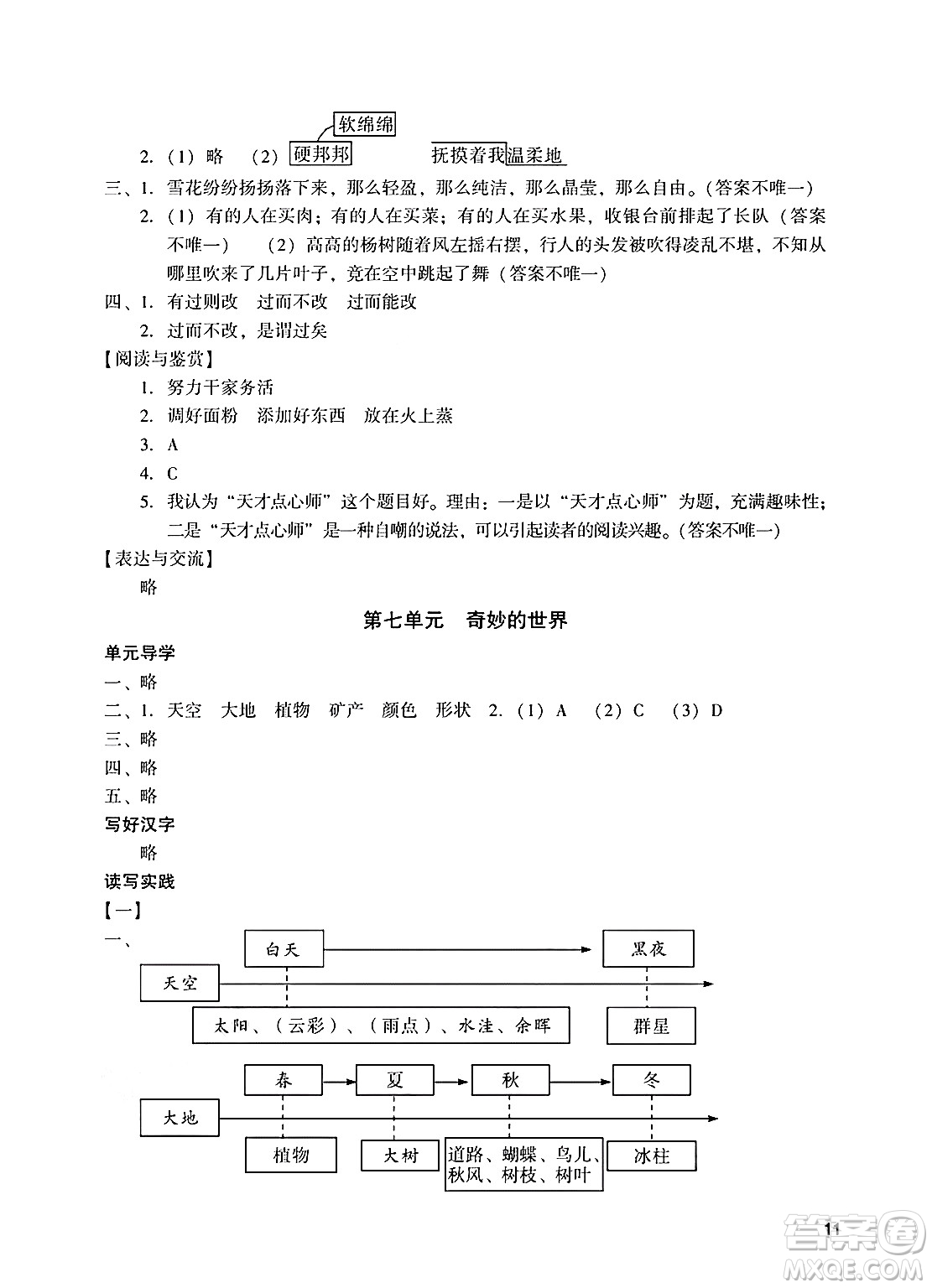 廣州出版社2025年春陽光學(xué)業(yè)評價(jià)三年級語文下冊人教版答案