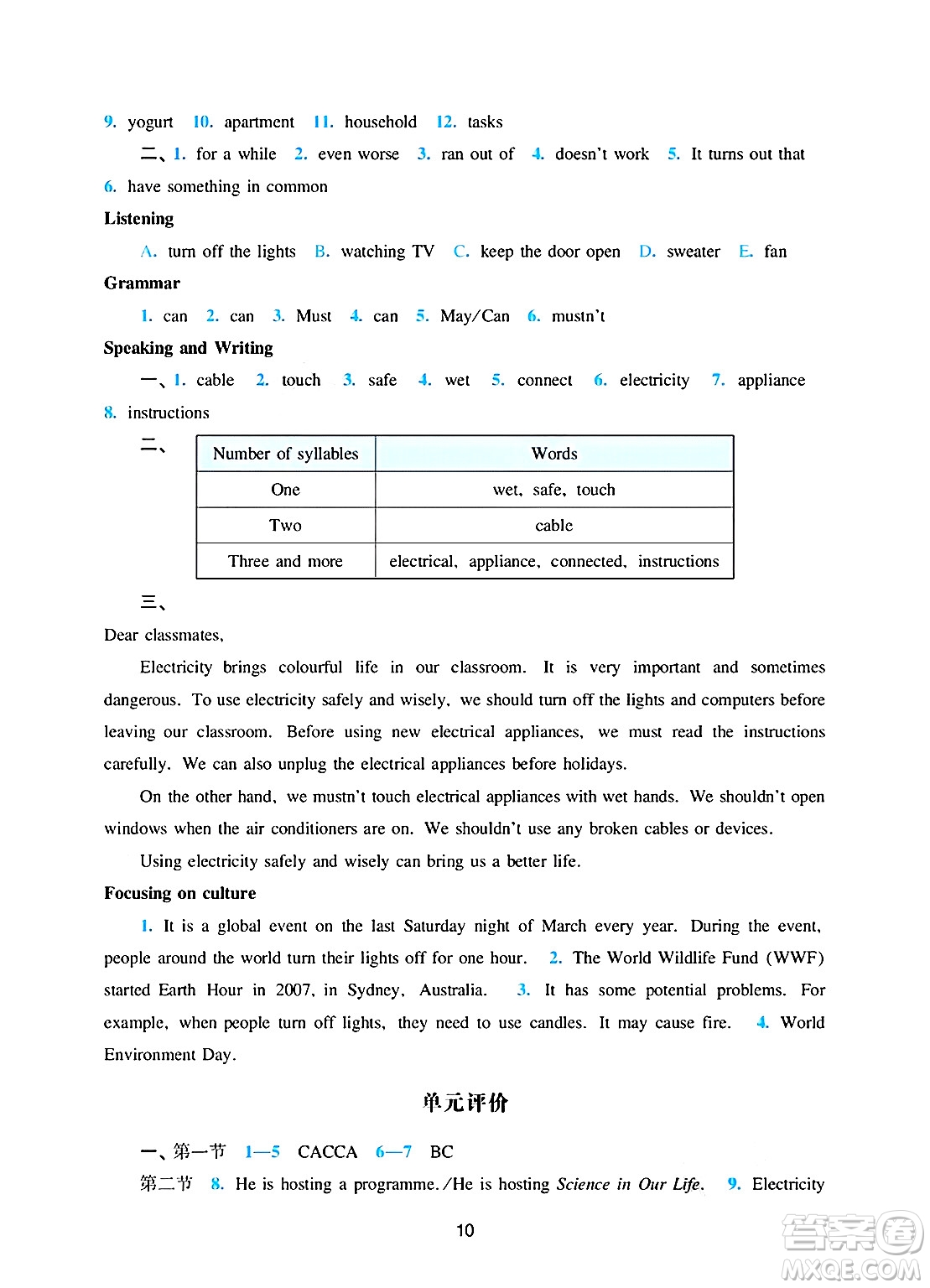 廣州出版社2025年春陽(yáng)光學(xué)業(yè)評(píng)價(jià)七年級(jí)英語(yǔ)下冊(cè)滬教版答案