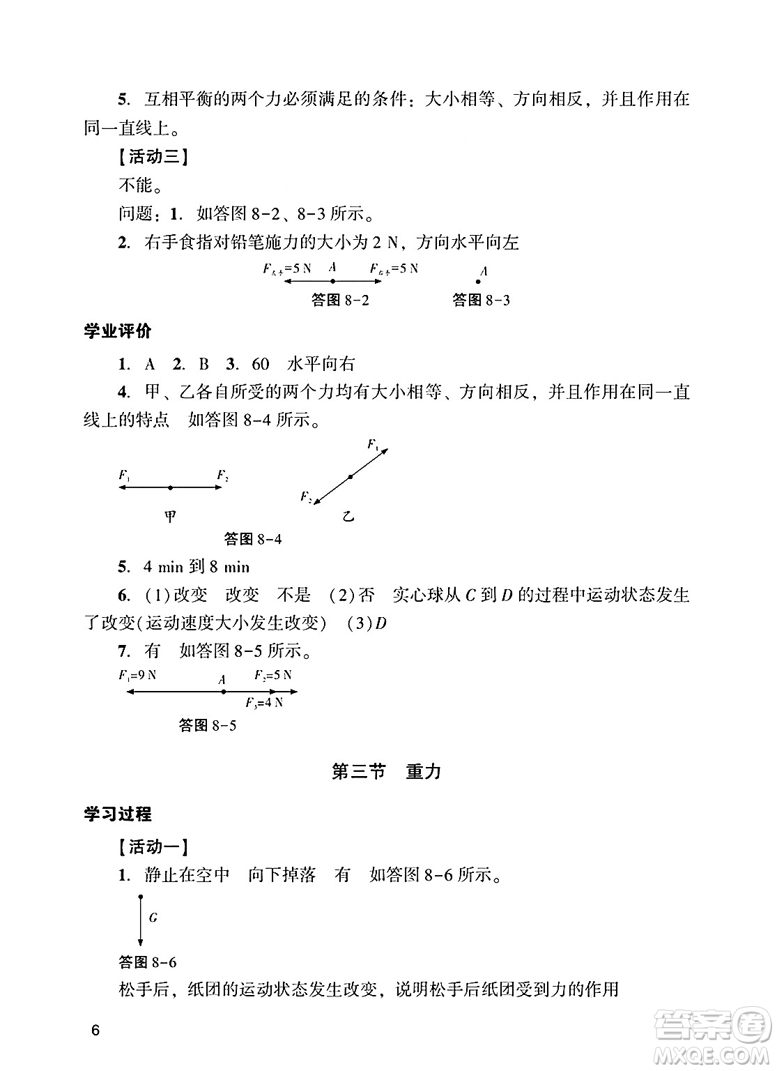 廣州出版社2025年春陽光學(xué)業(yè)評(píng)價(jià)八年級(jí)物理下冊(cè)人教版答案