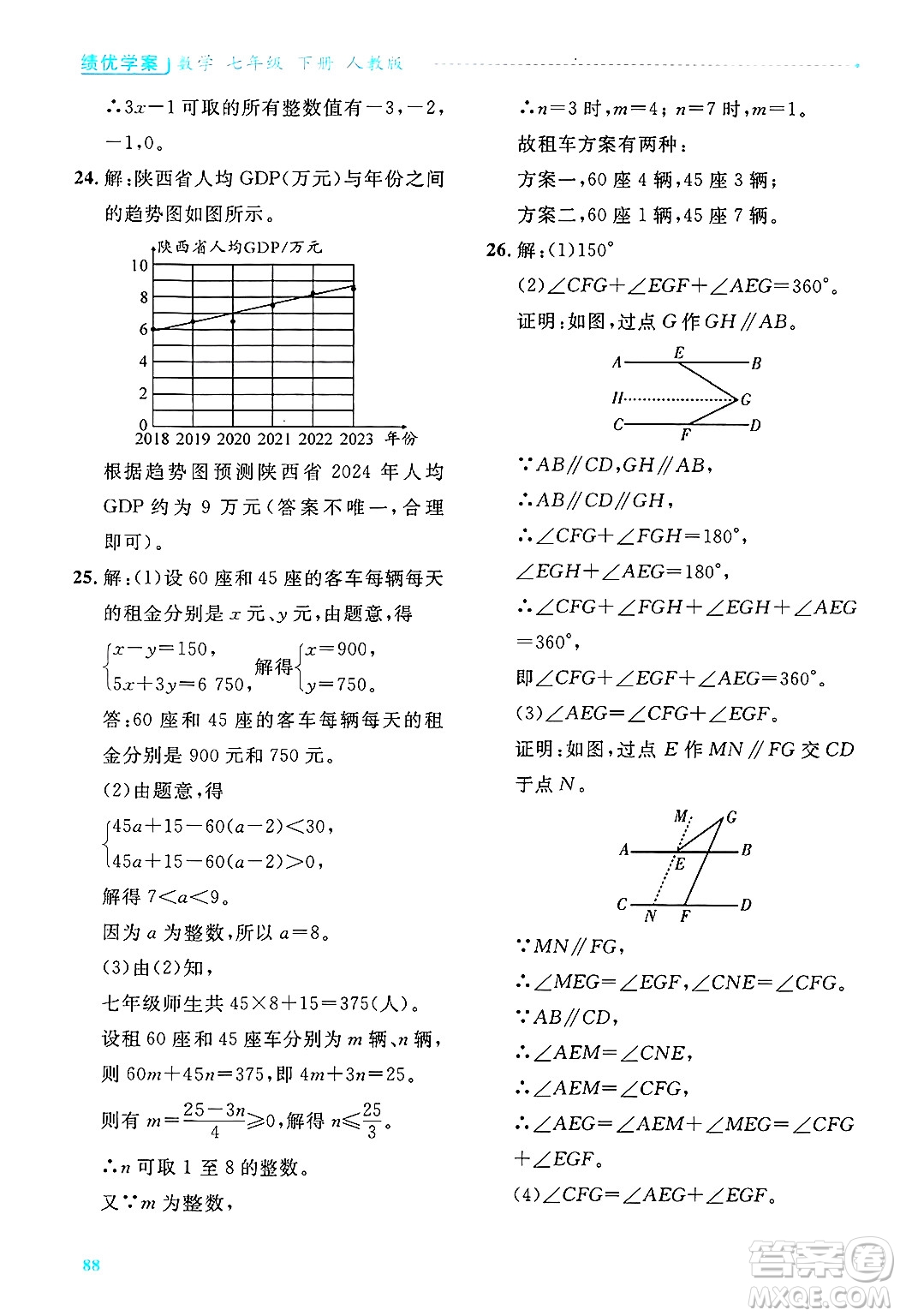 陜西師范大學(xué)出版總社有限公司2025年春績(jī)優(yōu)學(xué)案七年級(jí)數(shù)學(xué)下冊(cè)人教版答案