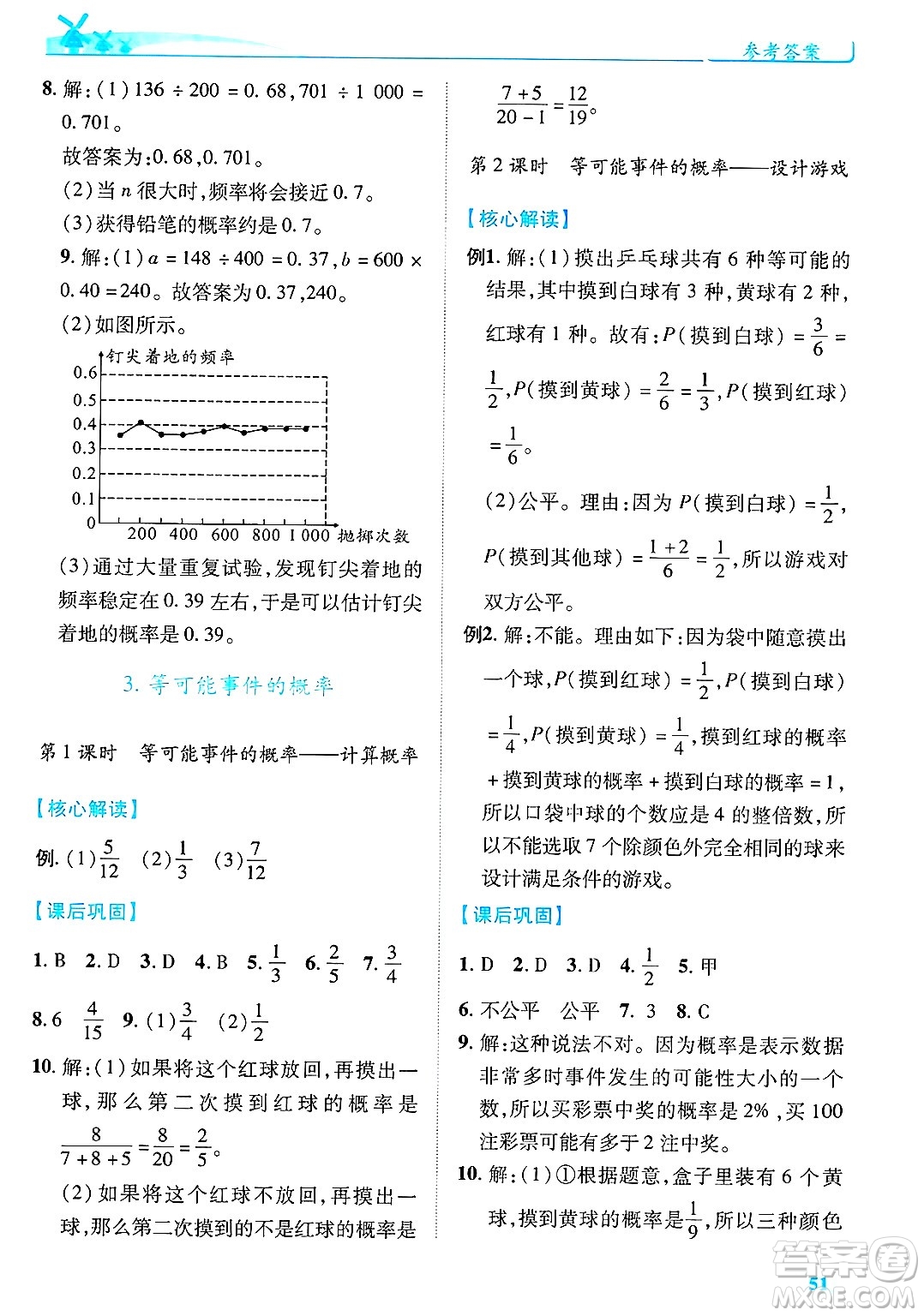陜西師范大學(xué)出版總社有限公司2025年春績(jī)優(yōu)學(xué)案七年級(jí)數(shù)學(xué)下冊(cè)北師大版答案