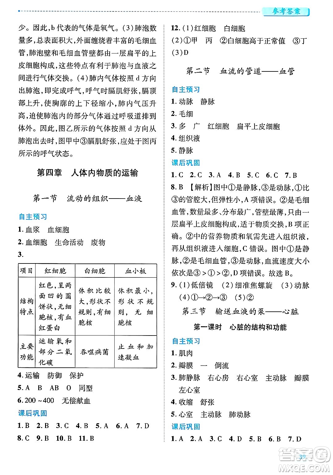 陜西師范大學(xué)出版總社有限公司2025年春績優(yōu)學(xué)案七年級(jí)生物下冊(cè)人教版答案