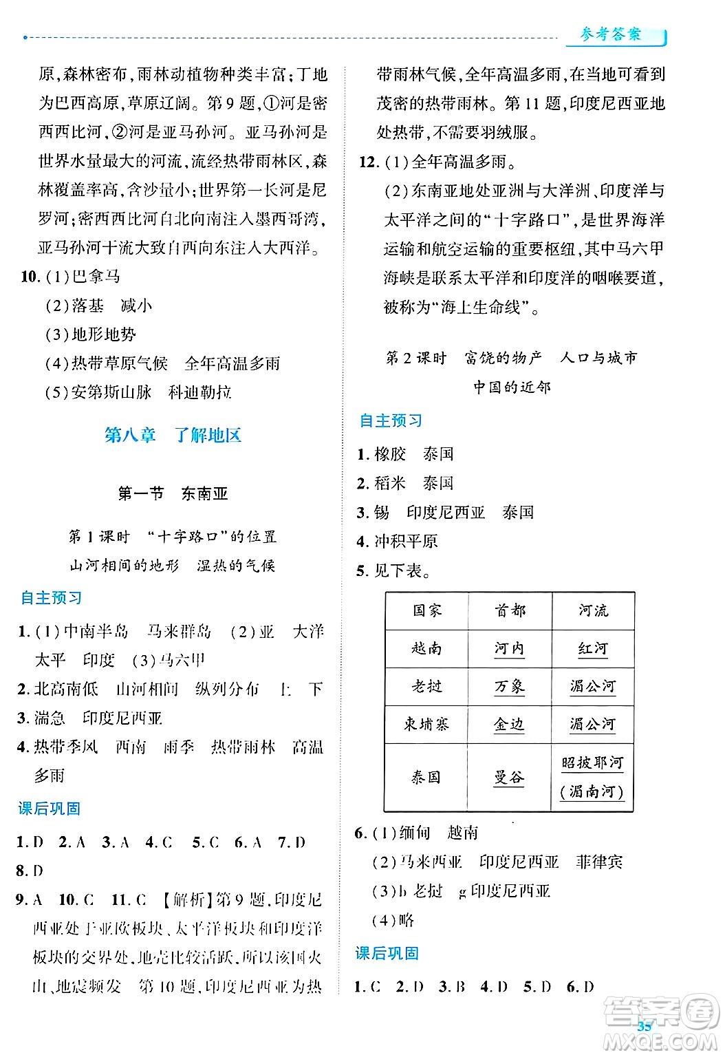 陜西師范大學(xué)出版總社有限公司2025年春績優(yōu)學(xué)案七年級地理下冊湘教版答案