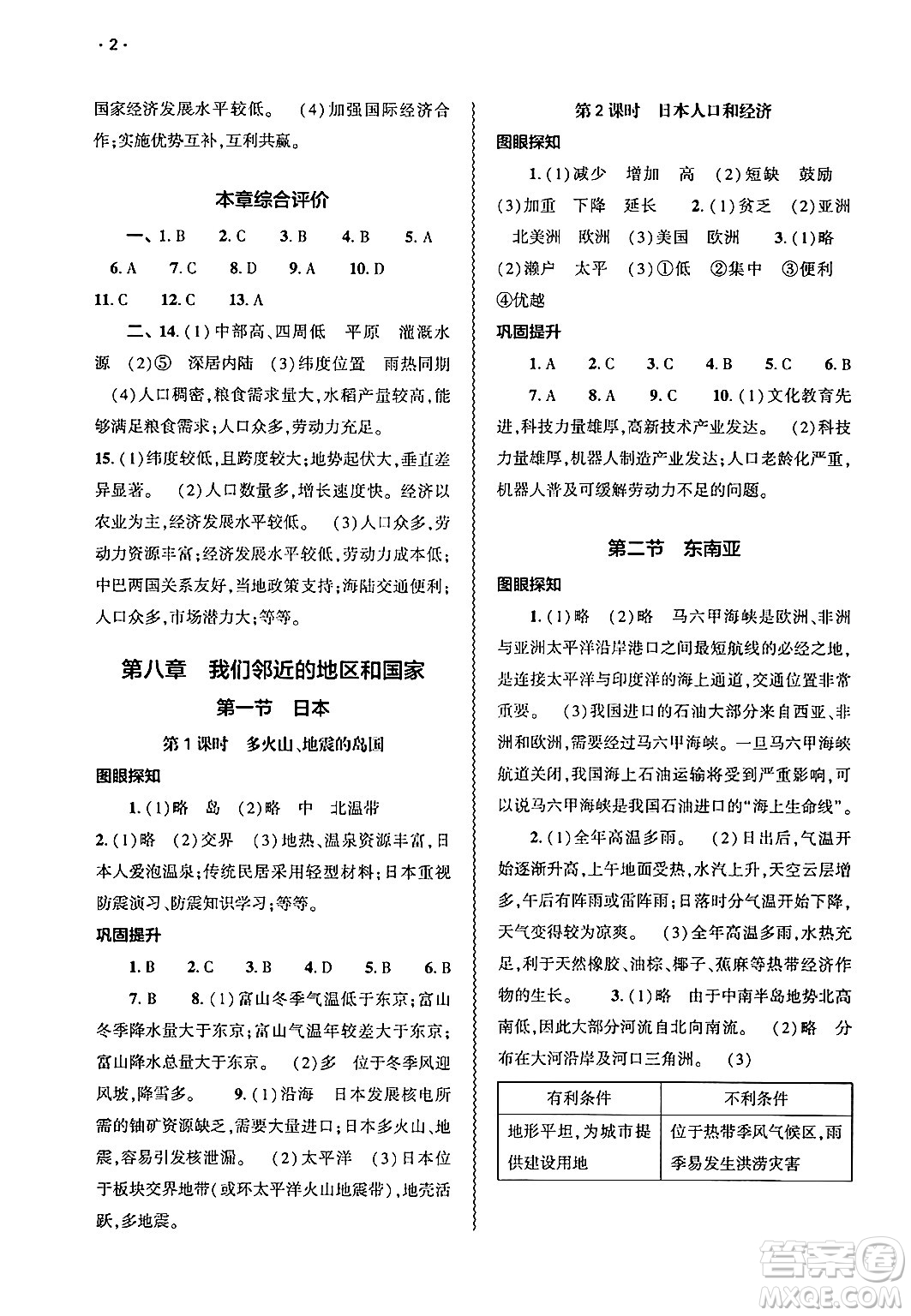 大象出版社2025年春基礎(chǔ)訓(xùn)練七年級(jí)地理下冊(cè)人教版答案