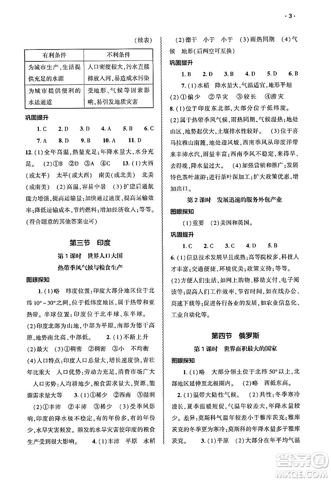 大象出版社2025年春基礎(chǔ)訓(xùn)練七年級(jí)地理下冊(cè)人教版答案