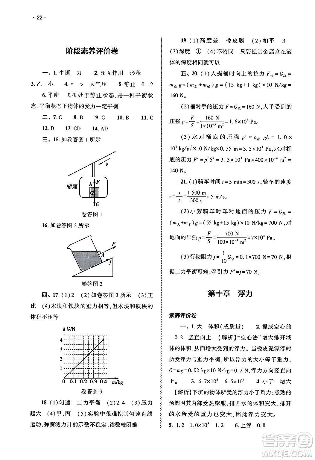 大象出版社2025年春基礎(chǔ)訓(xùn)練八年級(jí)物理下冊(cè)人教版答案