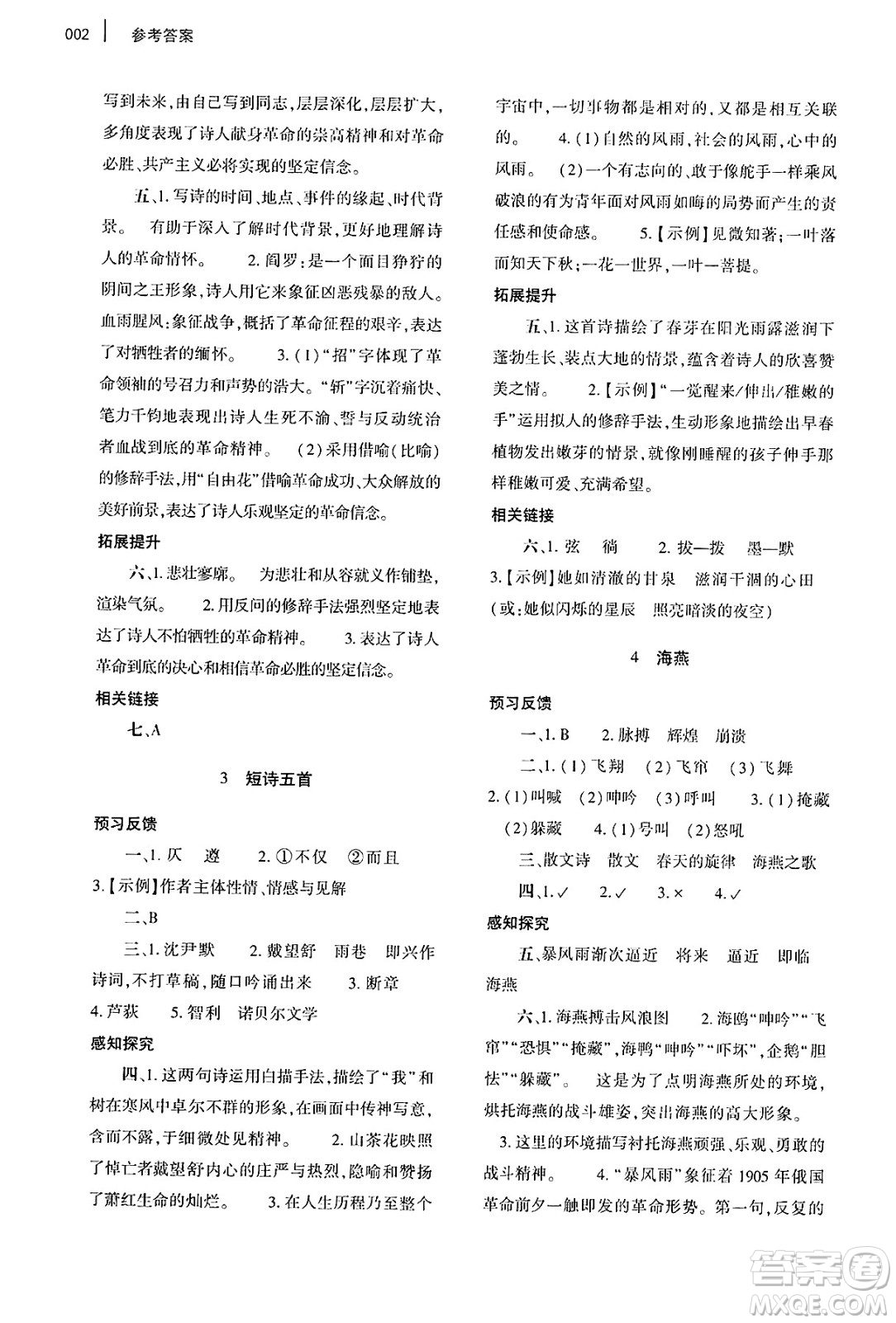 大象出版社2025年春基礎(chǔ)訓(xùn)練九年級(jí)語文下冊(cè)人教版答案