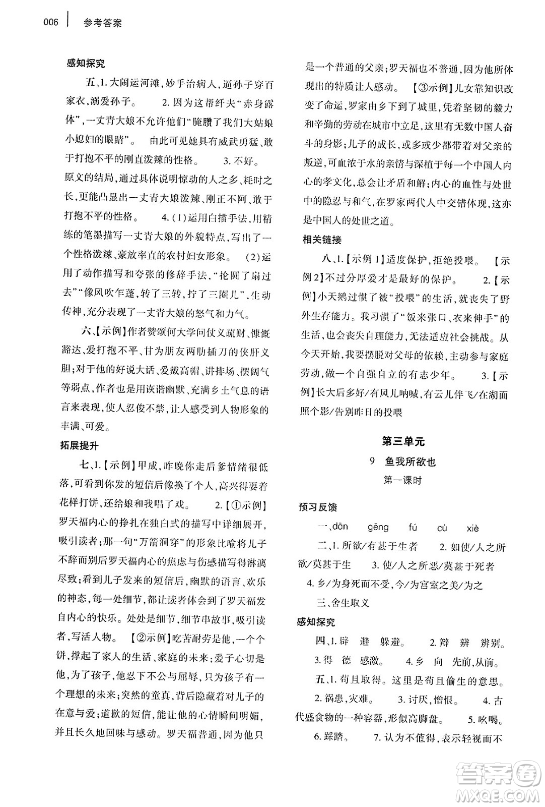 大象出版社2025年春基礎(chǔ)訓(xùn)練九年級(jí)語文下冊(cè)人教版答案