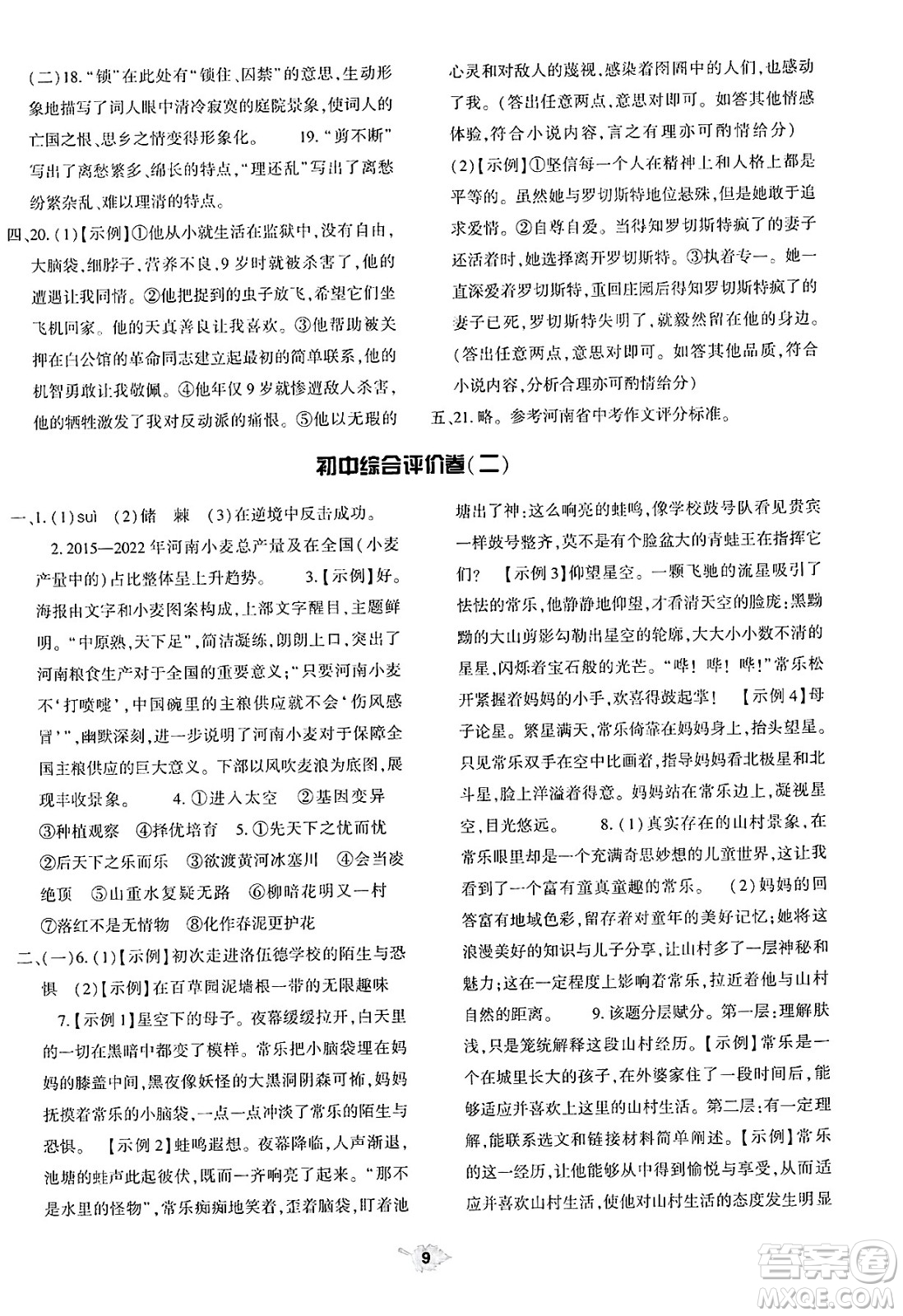 大象出版社2025年春基礎(chǔ)訓(xùn)練九年級(jí)語文下冊(cè)人教版答案