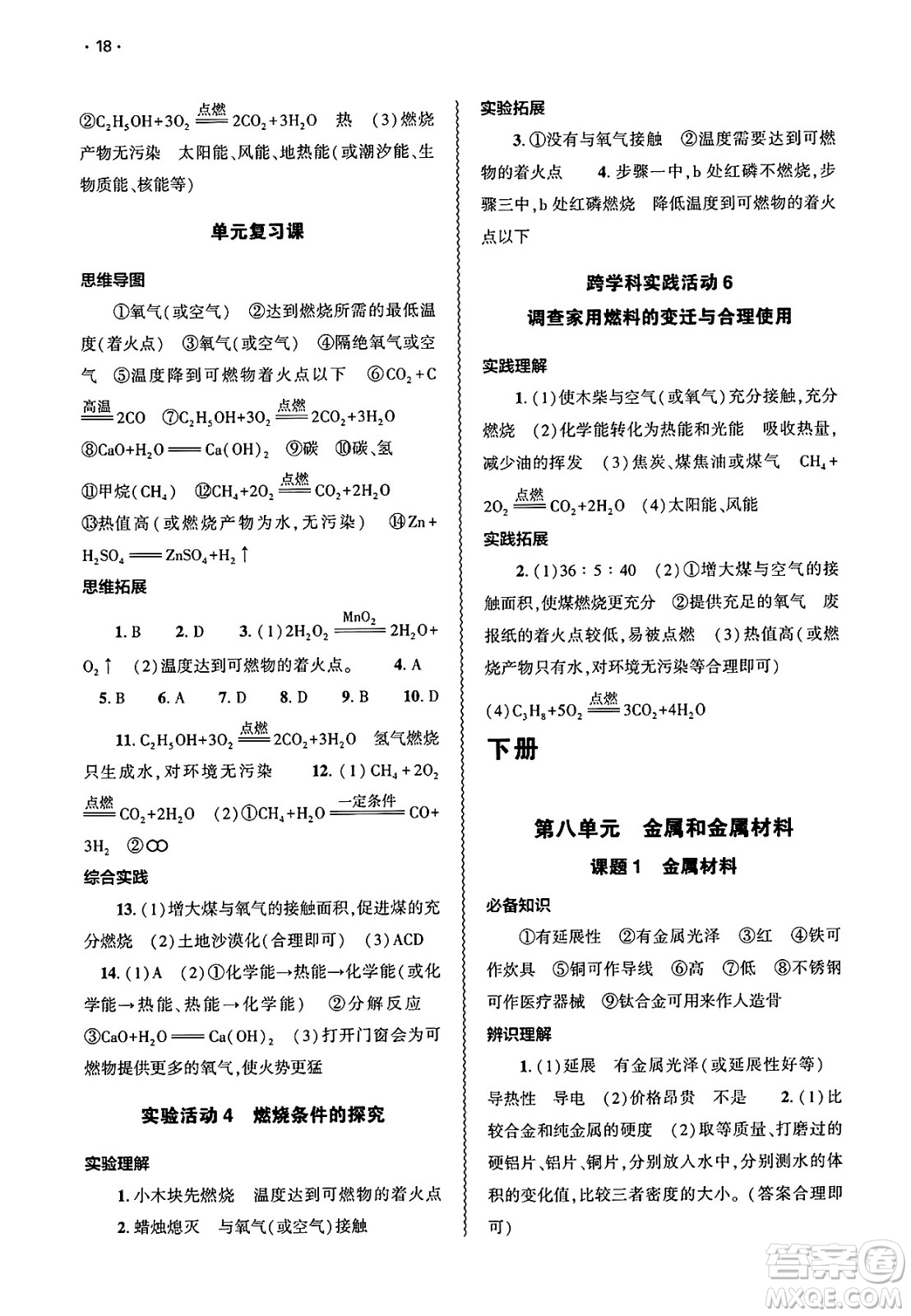 大象出版社2025年春基礎(chǔ)訓(xùn)練九年級(jí)化學(xué)下冊(cè)人教版答案