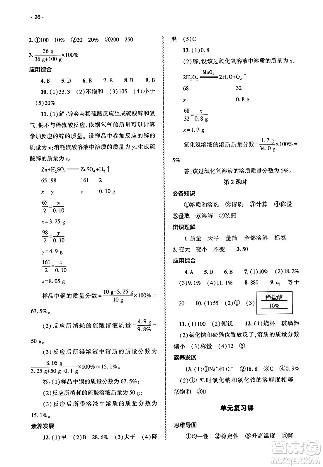 大象出版社2025年春基礎(chǔ)訓(xùn)練九年級(jí)化學(xué)下冊(cè)人教版答案