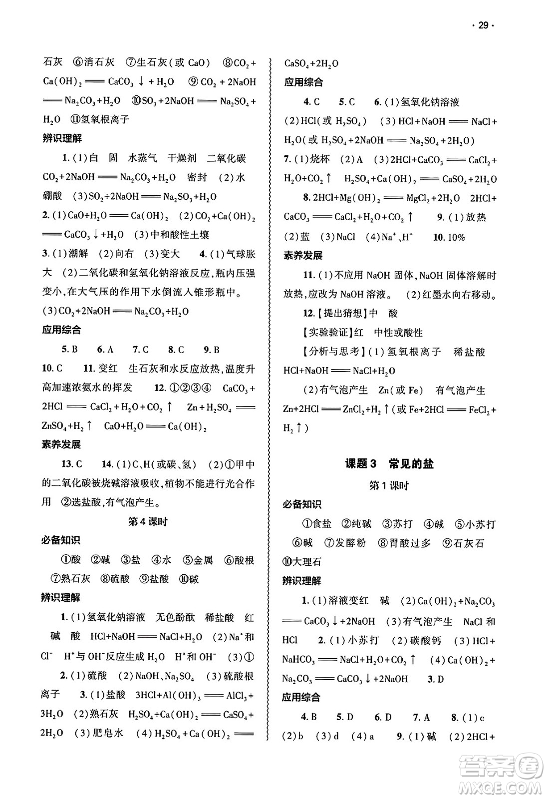 大象出版社2025年春基礎(chǔ)訓(xùn)練九年級(jí)化學(xué)下冊(cè)人教版答案