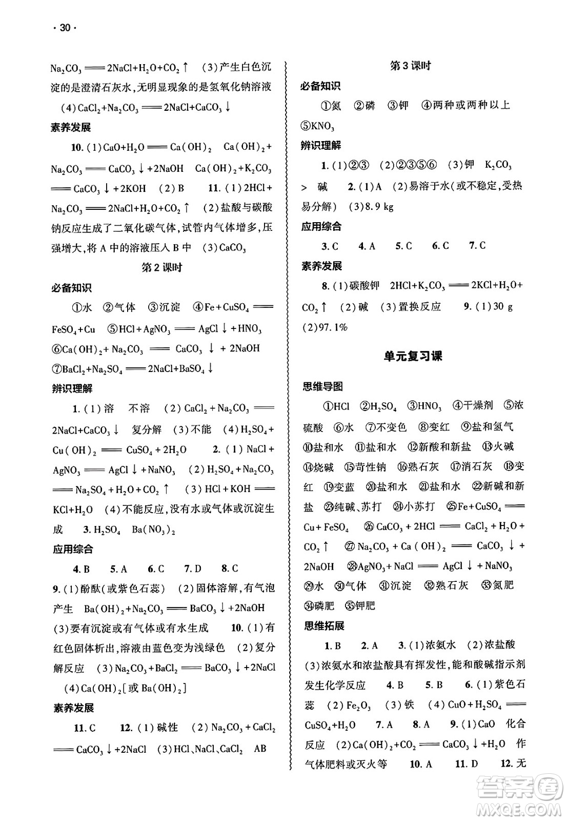 大象出版社2025年春基礎(chǔ)訓(xùn)練九年級(jí)化學(xué)下冊(cè)人教版答案