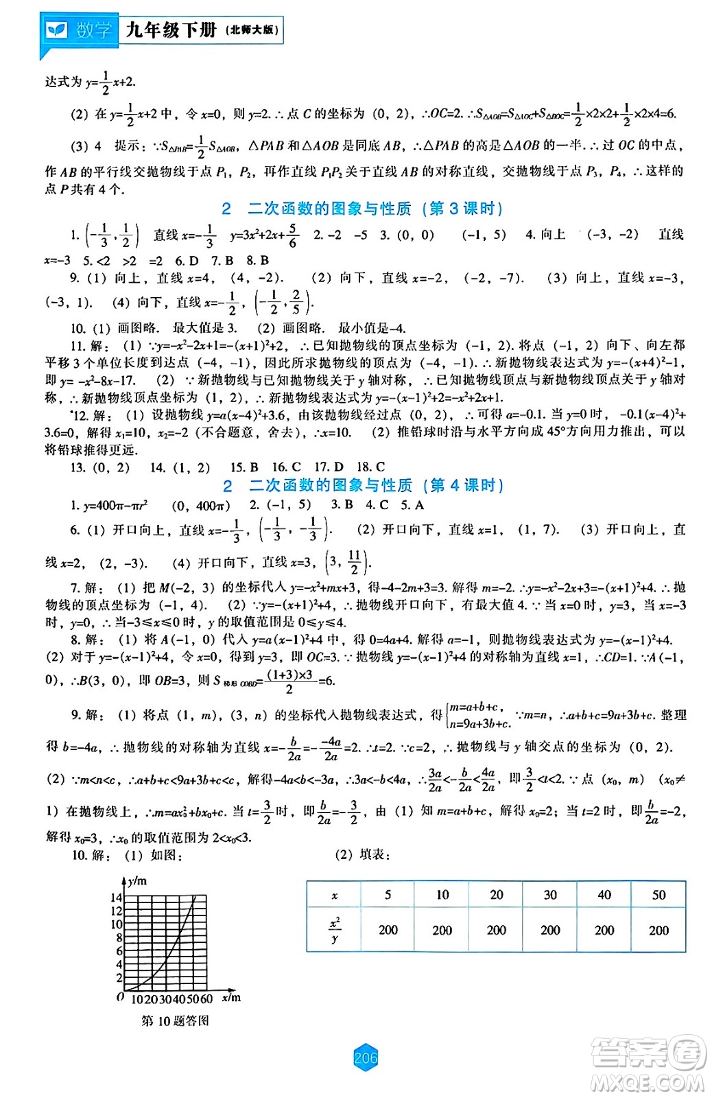 遼海出版社2025年春新課程能力培養(yǎng)九年級數(shù)學下冊北師大版答案