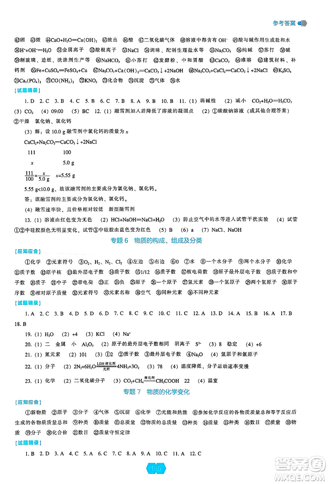 遼海出版社2025年春新課程能力培養(yǎng)九年級化學下冊人教版答案