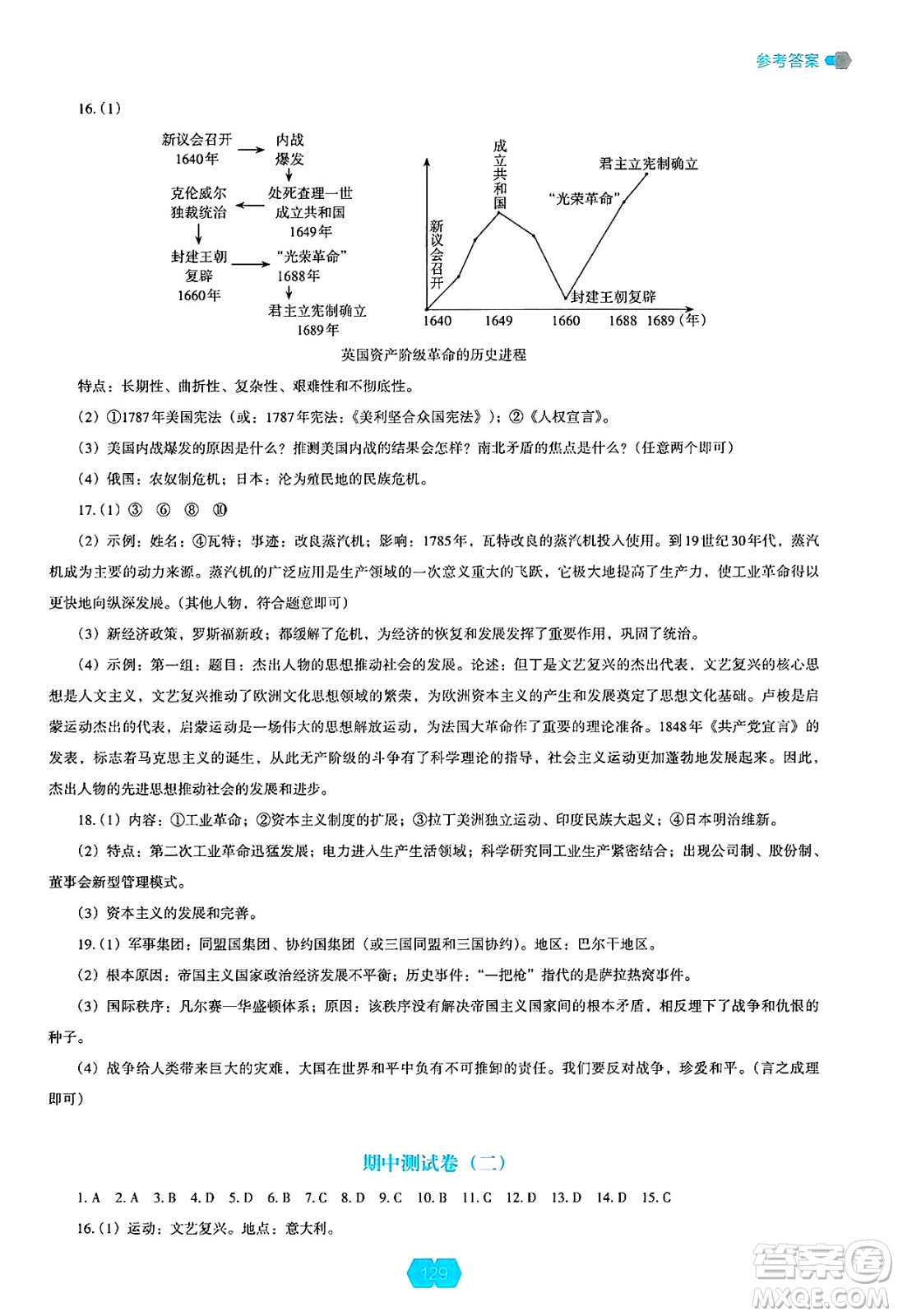 遼海出版社2025年春新課程能力培養(yǎng)九年級(jí)歷史下冊(cè)人教版答案