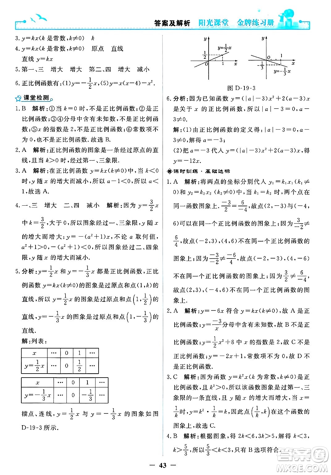 人民教育出版社2025年春陽光課堂金牌練習冊八年級數(shù)學下冊人教版答案