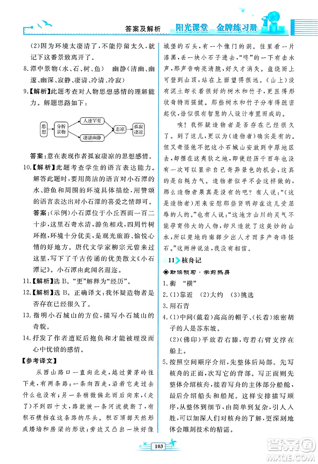 人民教育出版社2025年春陽光課堂金牌練習(xí)冊八年級語文下冊人教版福建專版答案