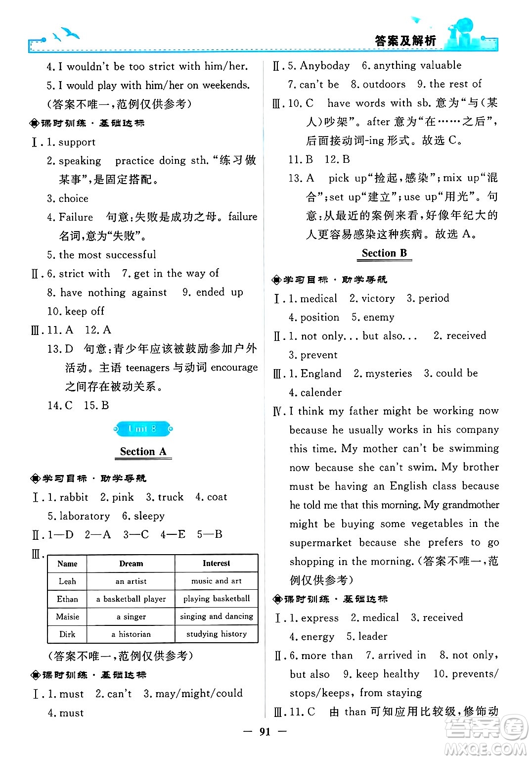 人民教育出版社2025年春陽光課堂金牌練習(xí)冊九年級英語下冊人教版答案