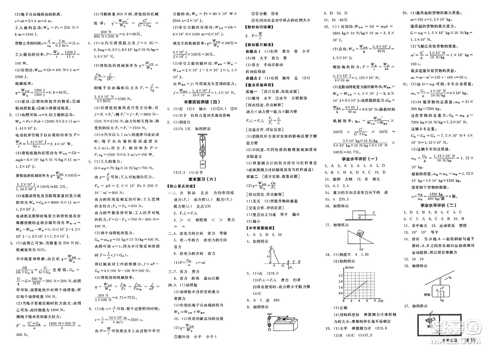 陽光出版社2025年春全品作業(yè)本八年級物理下冊人教版答案