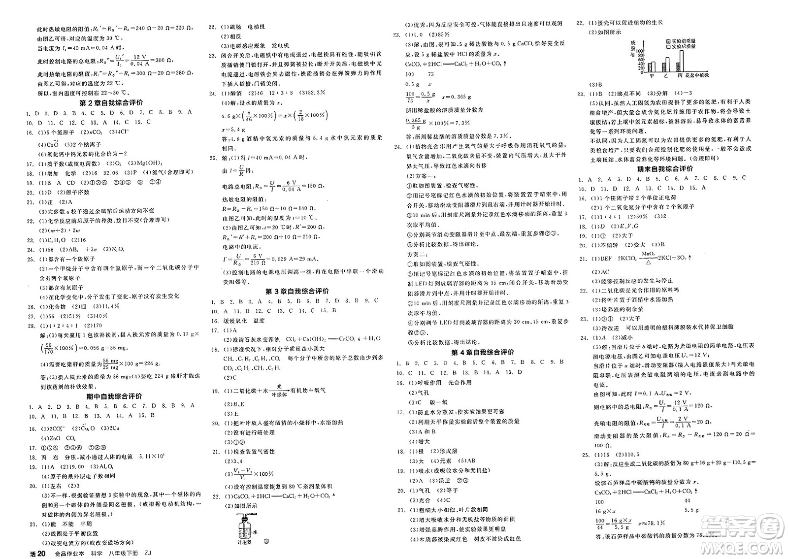 陽光出版社2025年春全品作業(yè)本八年級(jí)物理下冊(cè)浙教版浙江專版答案