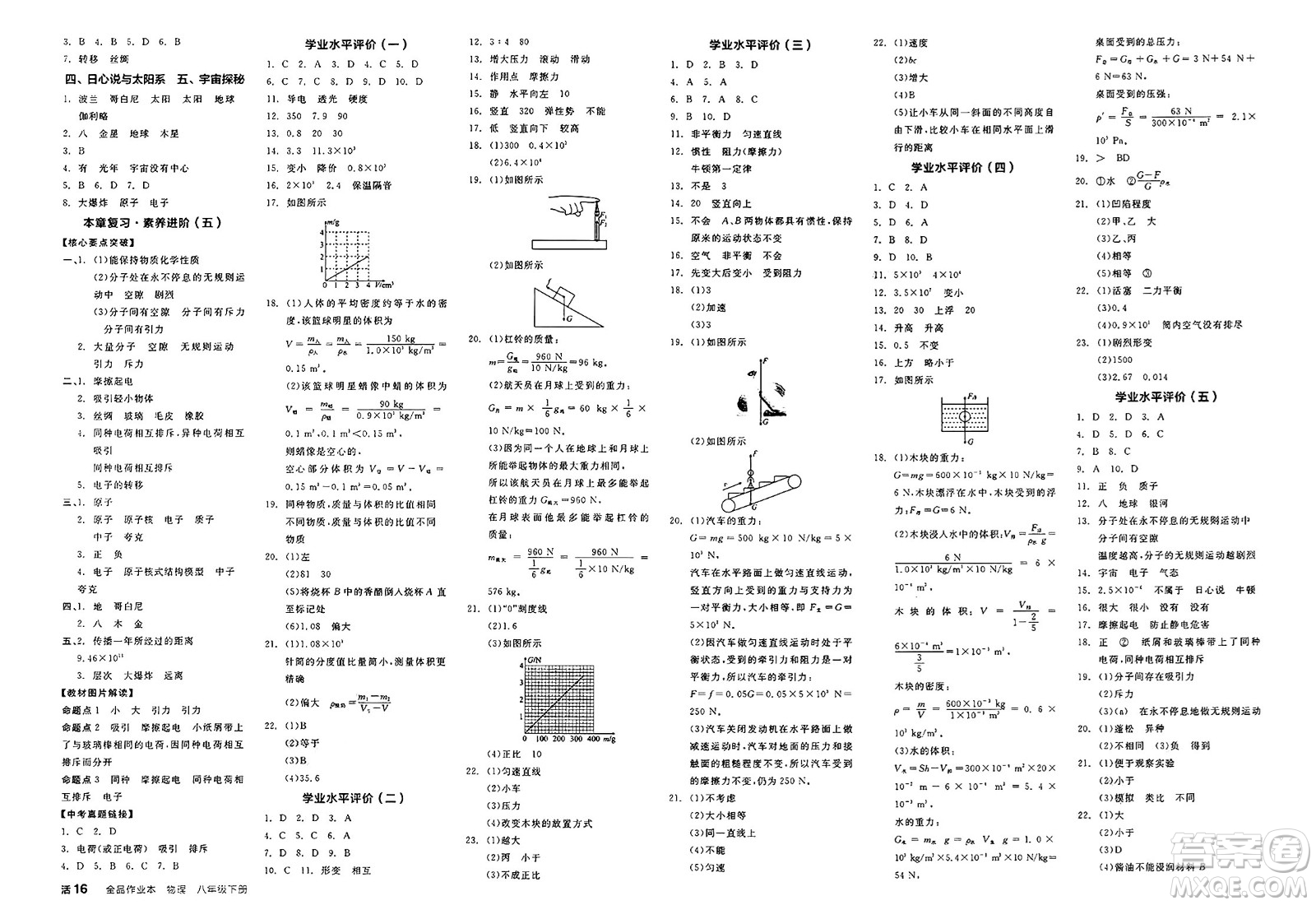 陽(yáng)光出版社2025年春全品作業(yè)本八年級(jí)物理下冊(cè)蘇科版江蘇專版答案