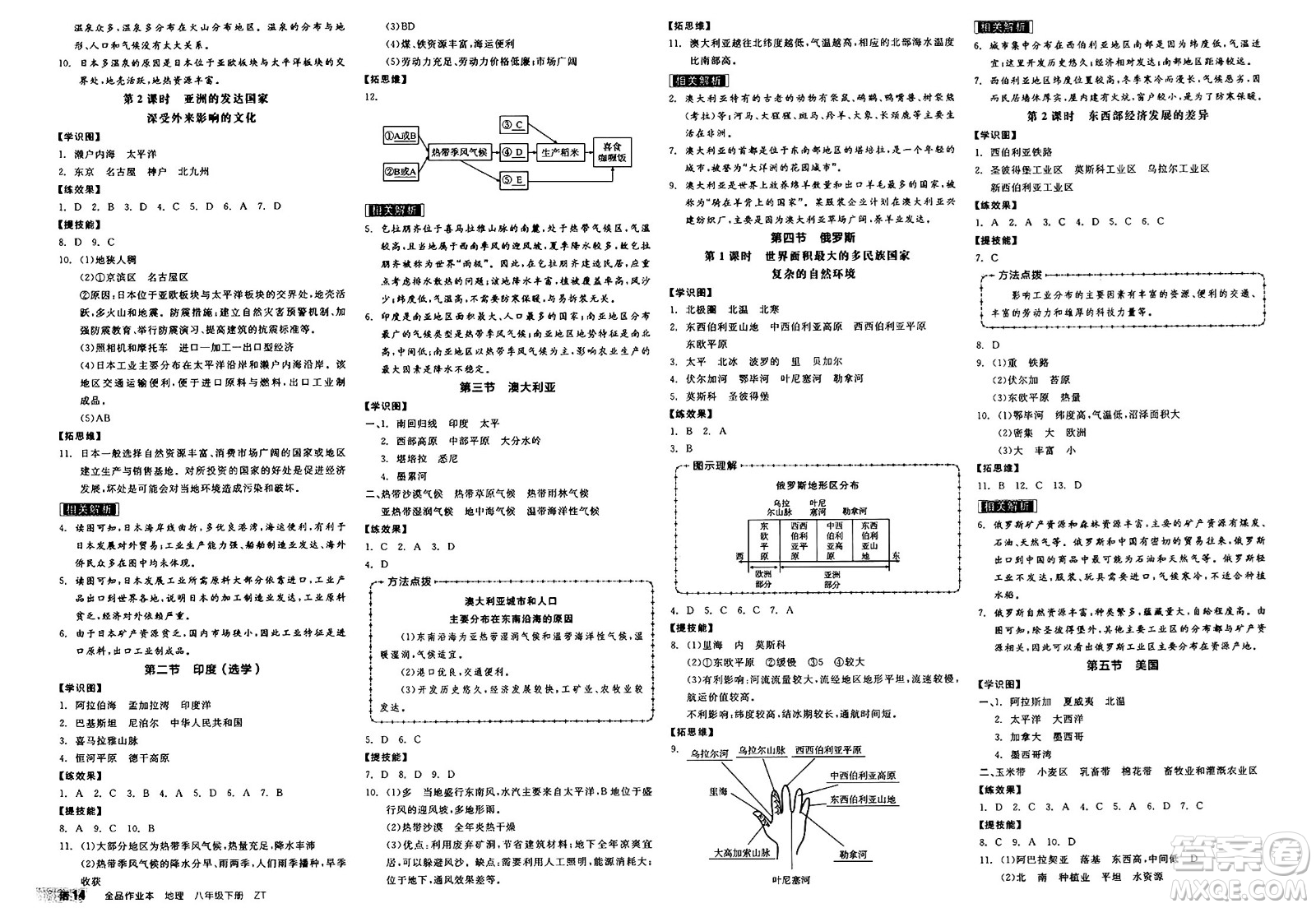 北京時代華文書局2025年春全品作業(yè)本八年級地理下冊人教版北京專版答案