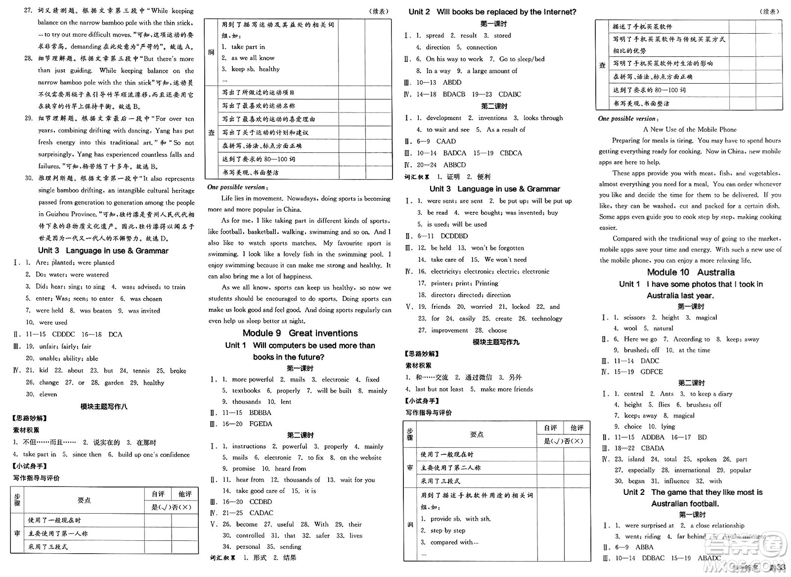 北京時(shí)代華文書(shū)局2025年春全品作業(yè)本九年級(jí)英語(yǔ)下冊(cè)外研版內(nèi)蒙古專版答案