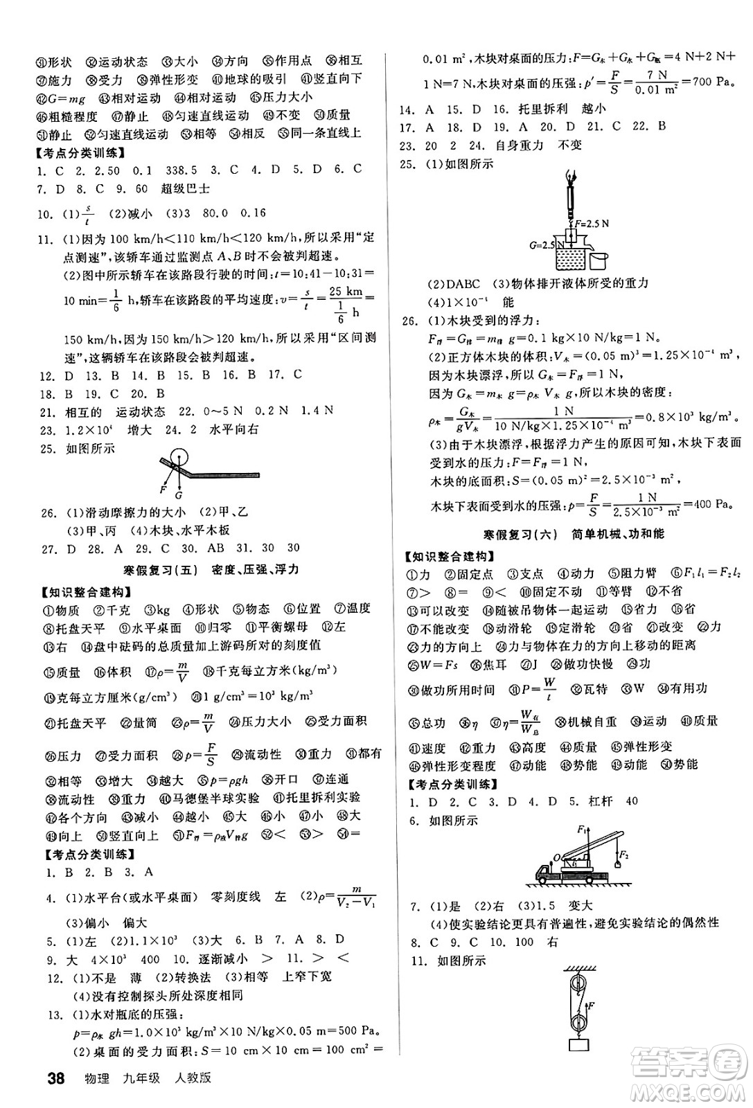 陽(yáng)光出版社2025年春全品作業(yè)本九年級(jí)物理下冊(cè)人教版答案