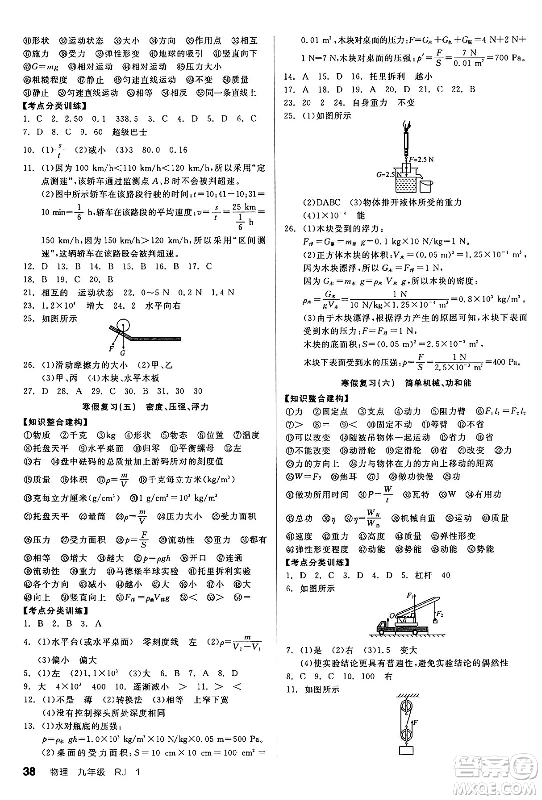 沈陽(yáng)出版社2025年春全品作業(yè)本九年級(jí)物理下冊(cè)人教版河北專版答案