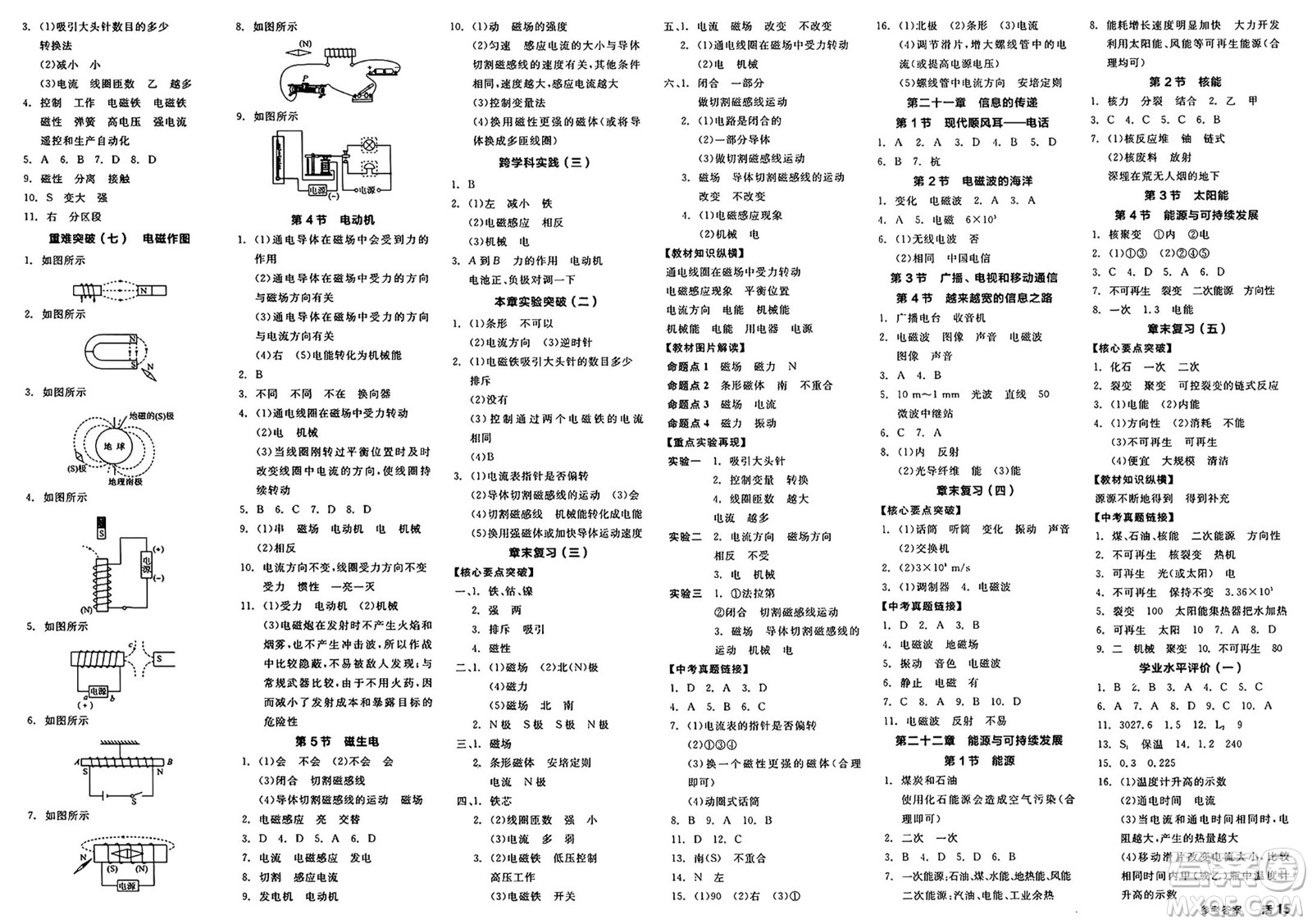 沈陽(yáng)出版社2025年春全品作業(yè)本九年級(jí)物理下冊(cè)人教版河北專版答案