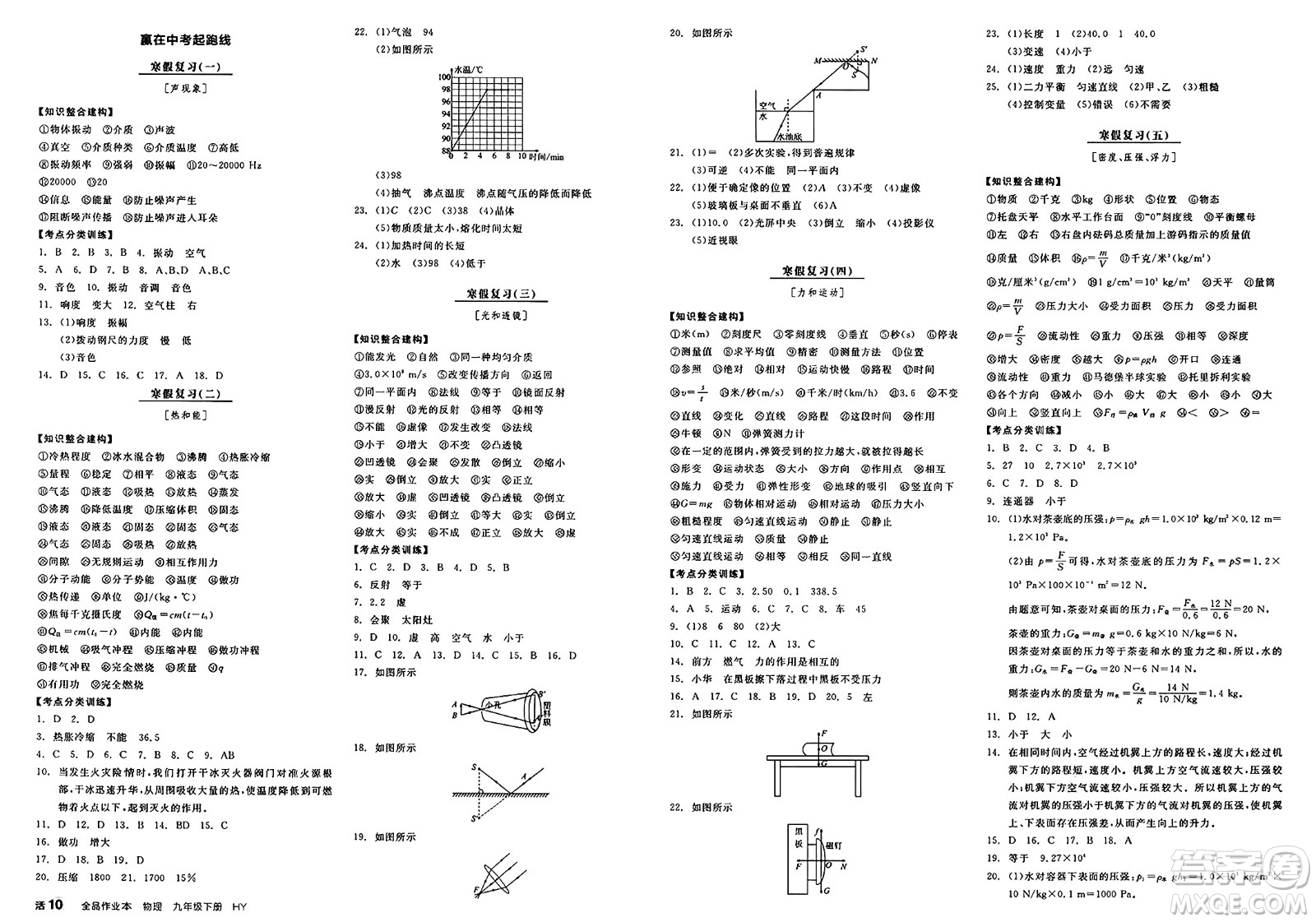 沈陽出版社2025年春全品作業(yè)本九年級物理下冊滬粵版答案