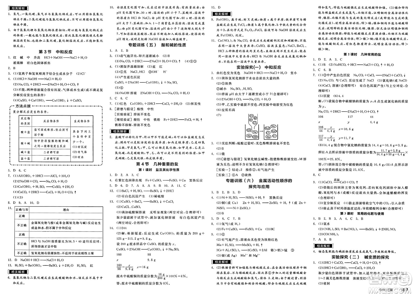 北京時(shí)代華文書局2025年春全品作業(yè)本九年級(jí)化學(xué)下冊(cè)滬教版答案