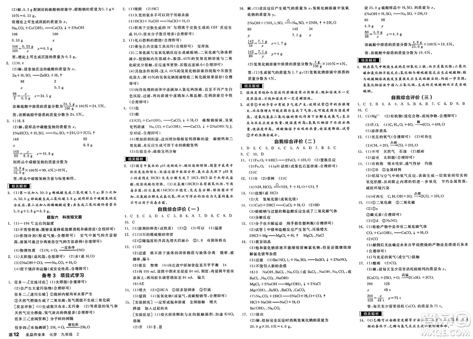 北京時(shí)代華文書局2025年春全品作業(yè)本九年級(jí)化學(xué)下冊(cè)滬教版答案
