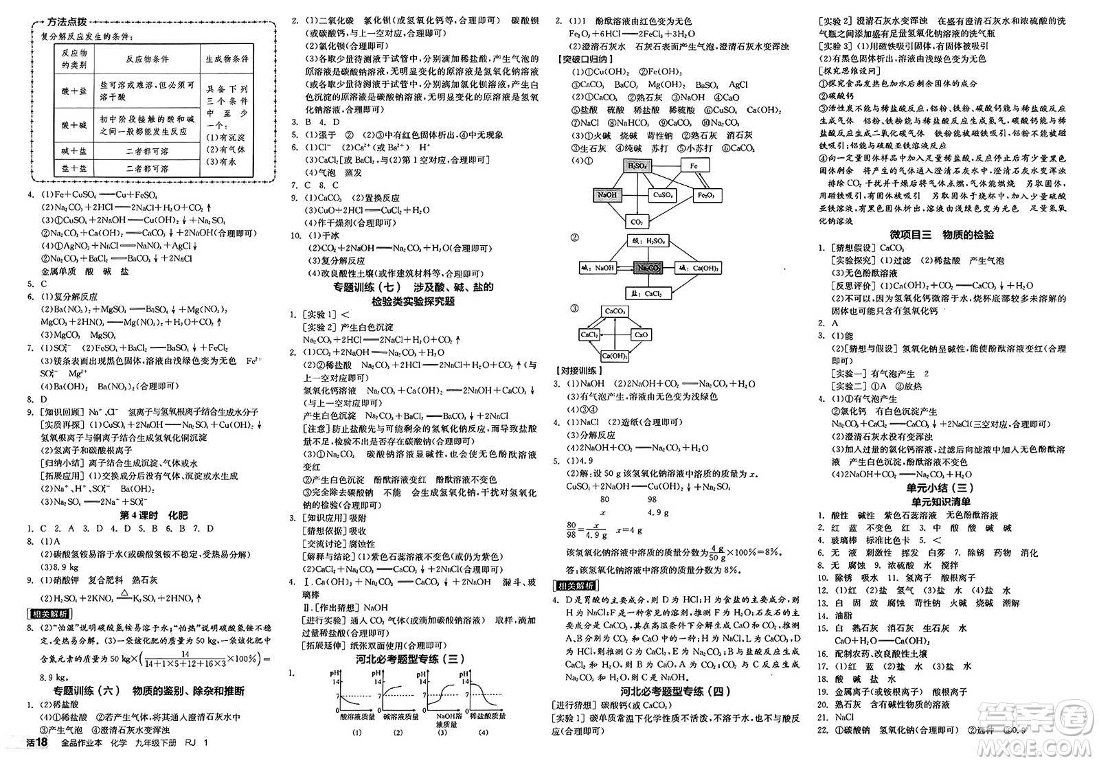 沈陽(yáng)出版社2025年春全品作業(yè)本九年級(jí)化學(xué)下冊(cè)人教版河北專版答案