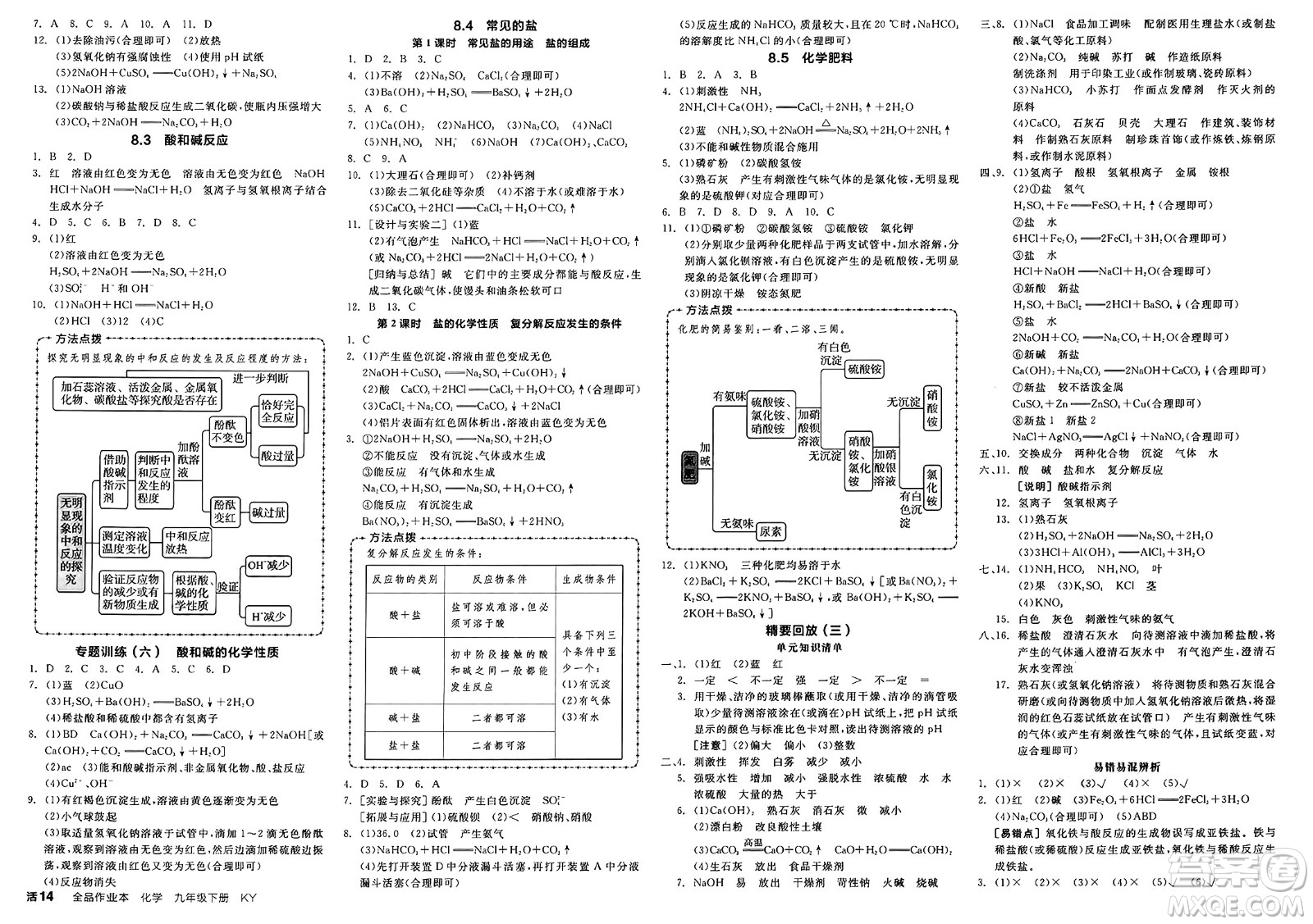 沈陽出版社2025年春全品作業(yè)本九年級化學(xué)下冊科粵版內(nèi)蒙古專版答案