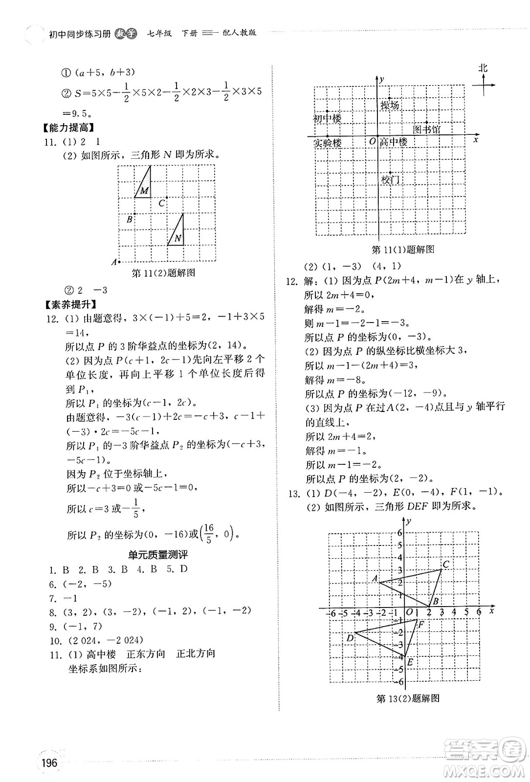 山東教育出版社2025年春初中同步練習(xí)冊七年級數(shù)學(xué)下冊人教版山東專版答案