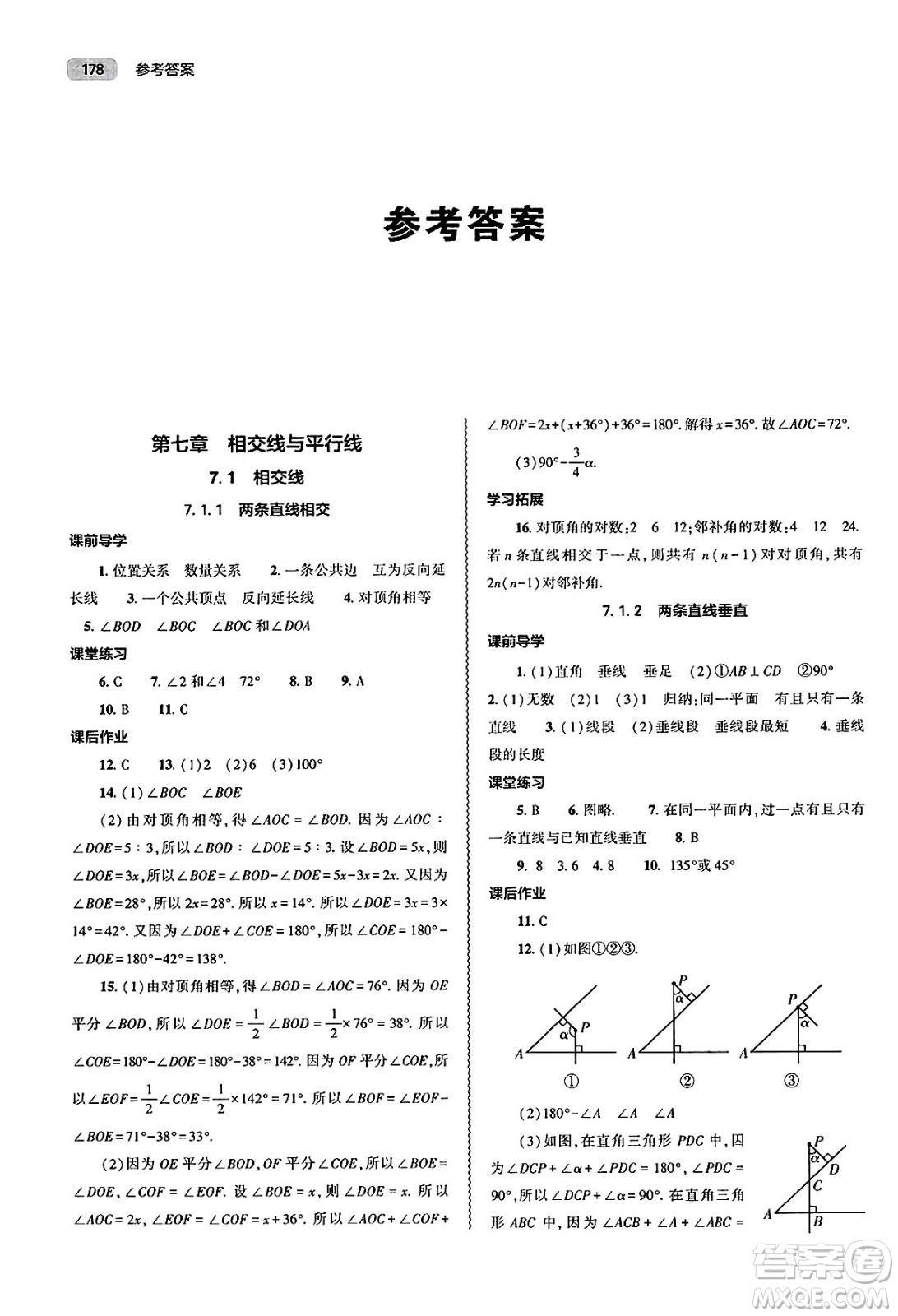 大象出版社2025年春初中同步練習(xí)冊七年級數(shù)學(xué)下冊人教版山東專版答案