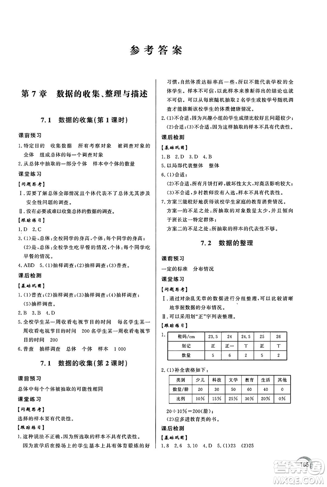泰山出版社2025年春初中同步練習(xí)冊(cè)七年級(jí)數(shù)學(xué)下冊(cè)青島版答案