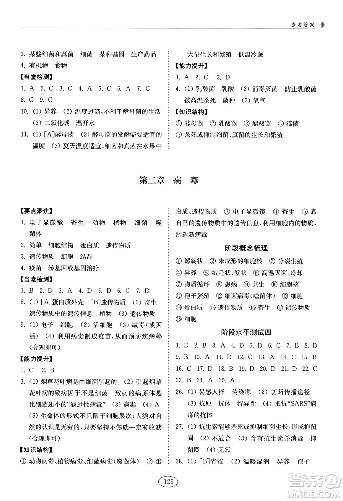 山東科學(xué)技術(shù)出版社2025年春初中同步練習(xí)冊(cè)七年級(jí)生物下冊(cè)魯科版五四制答案